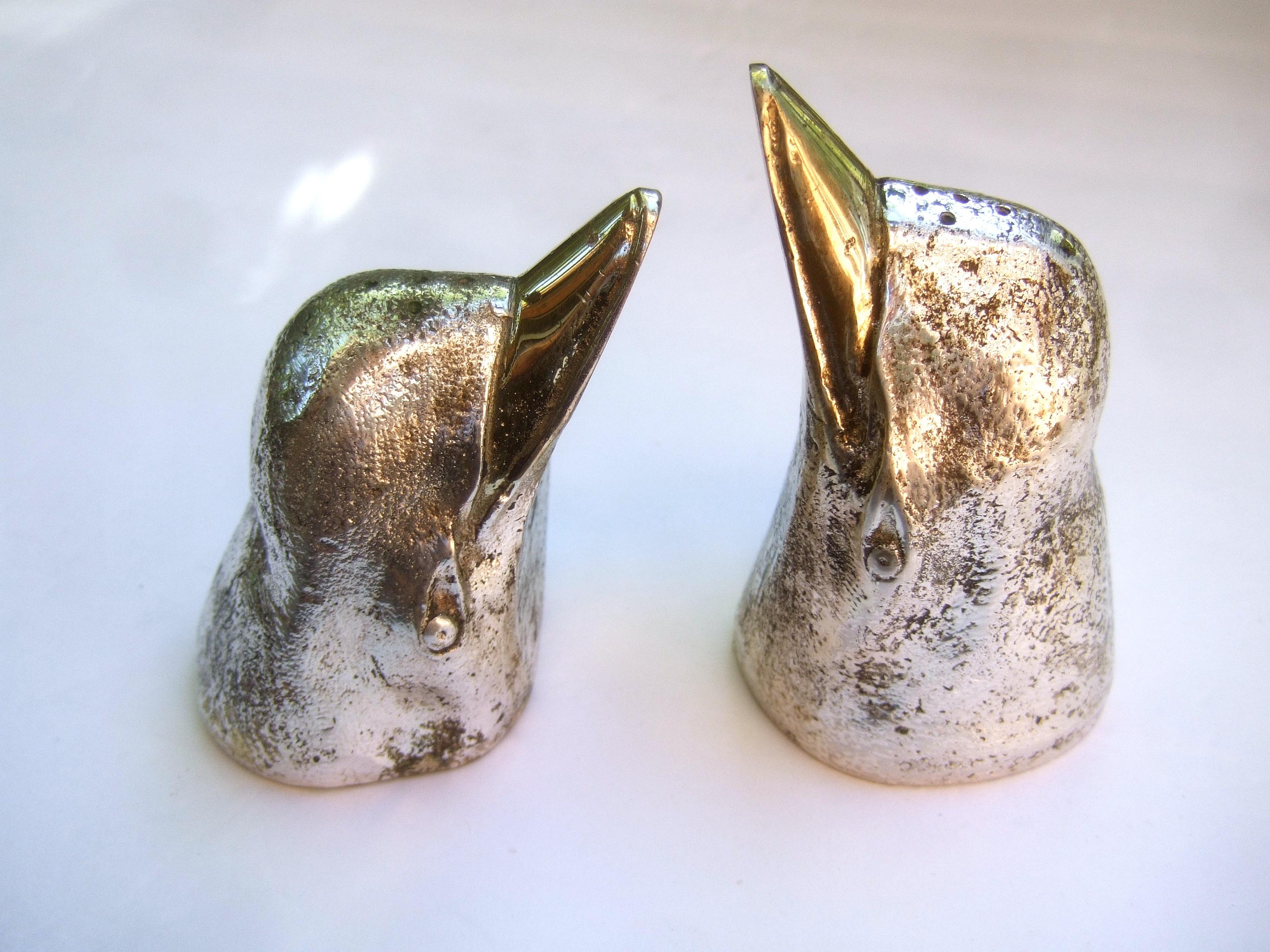 Gucci Italy Silver & Gilt Metal Penguin Salt & Pepper Shakers c 1970s 4