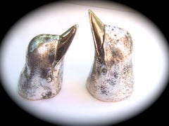 Gucci Italy Silver & Gilt Metal Penguin Salt & Pepper Shakers c 1970s