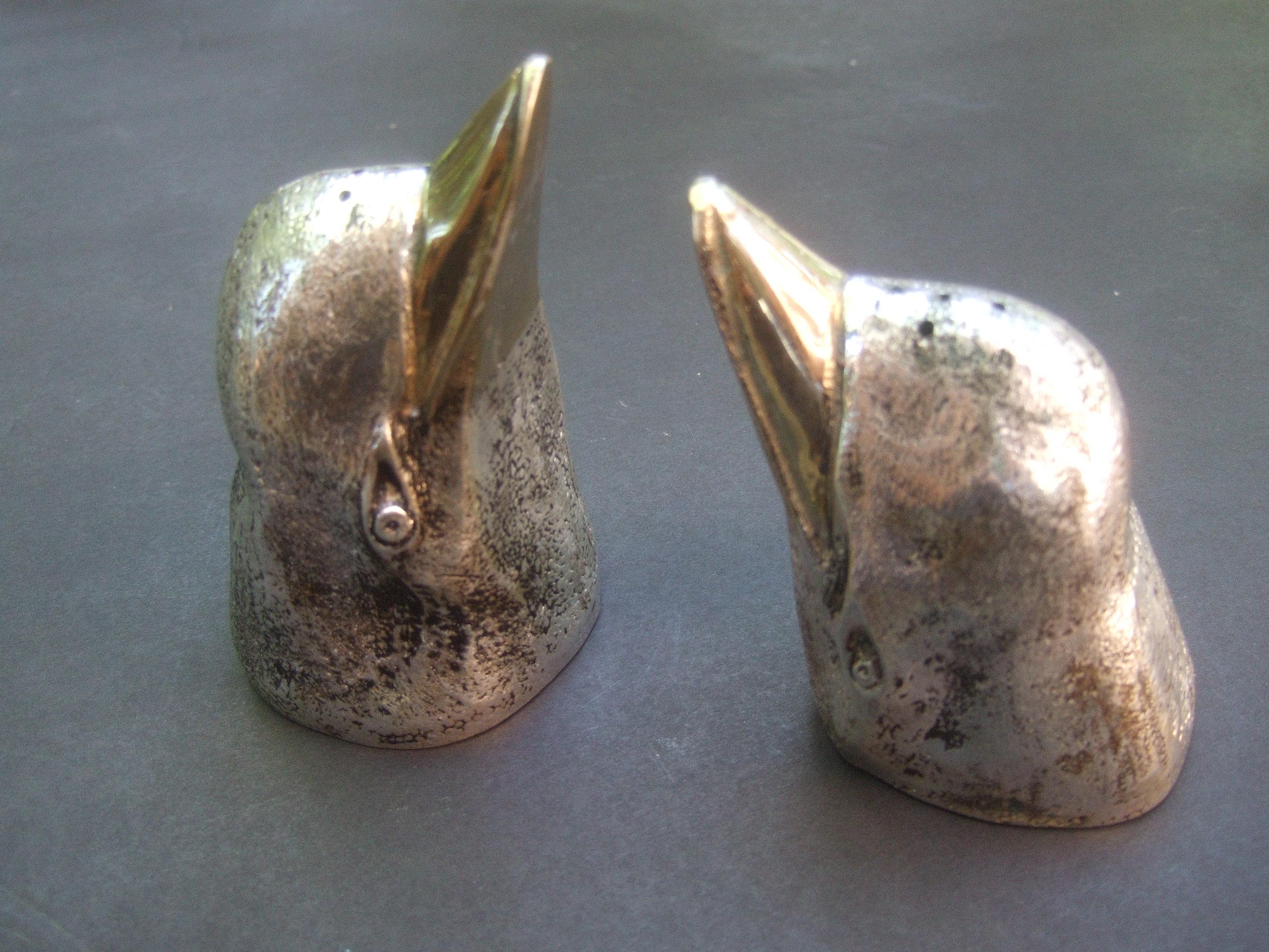 Brown Gucci Italy Silver & Gilt Metal Penguin Salt & Pepper Shakers c 1970s