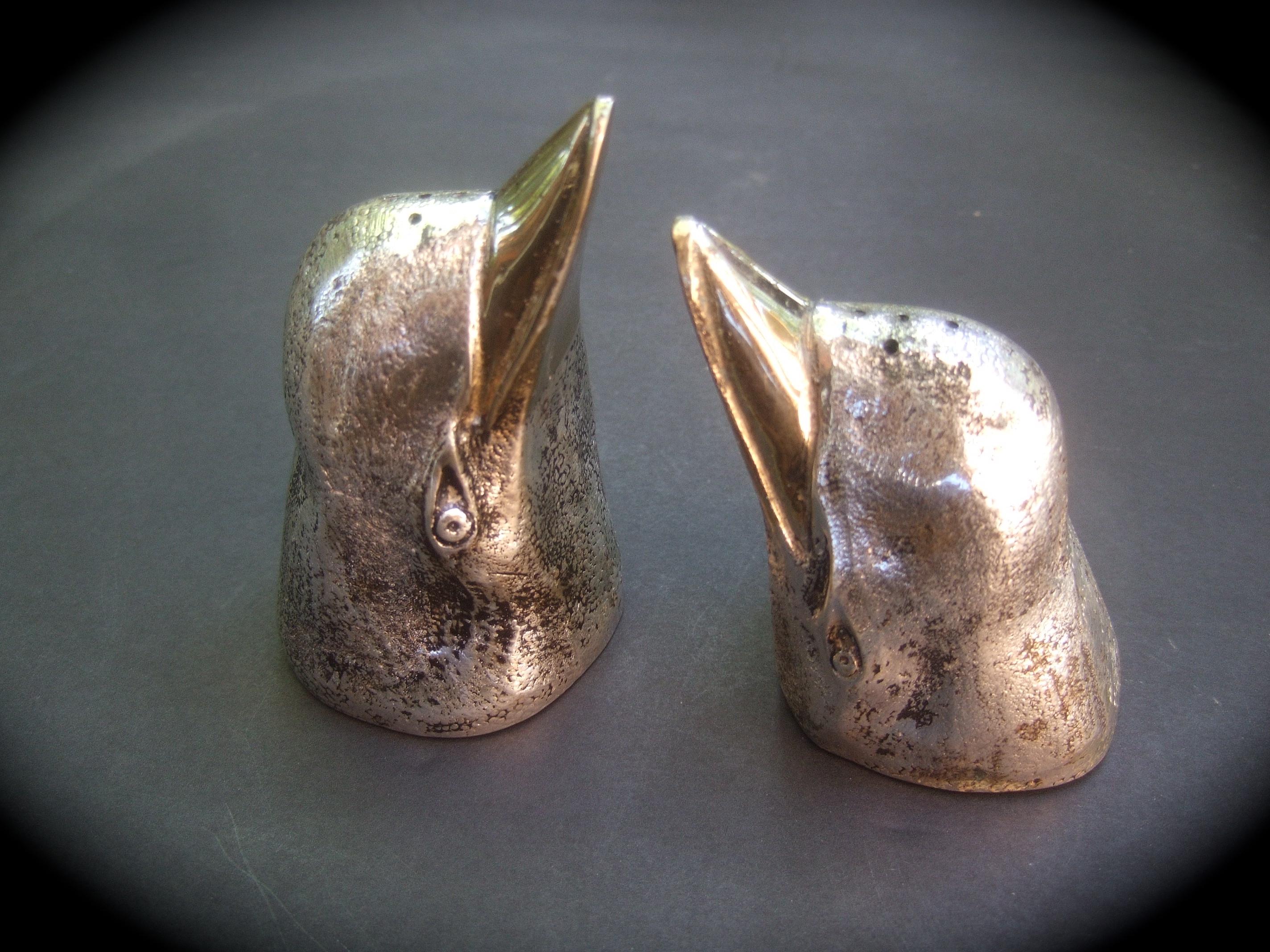 Gucci Italy Silver & Gilt Metal Penguin Salt & Pepper Shakers c 1970s In Good Condition In University City, MO