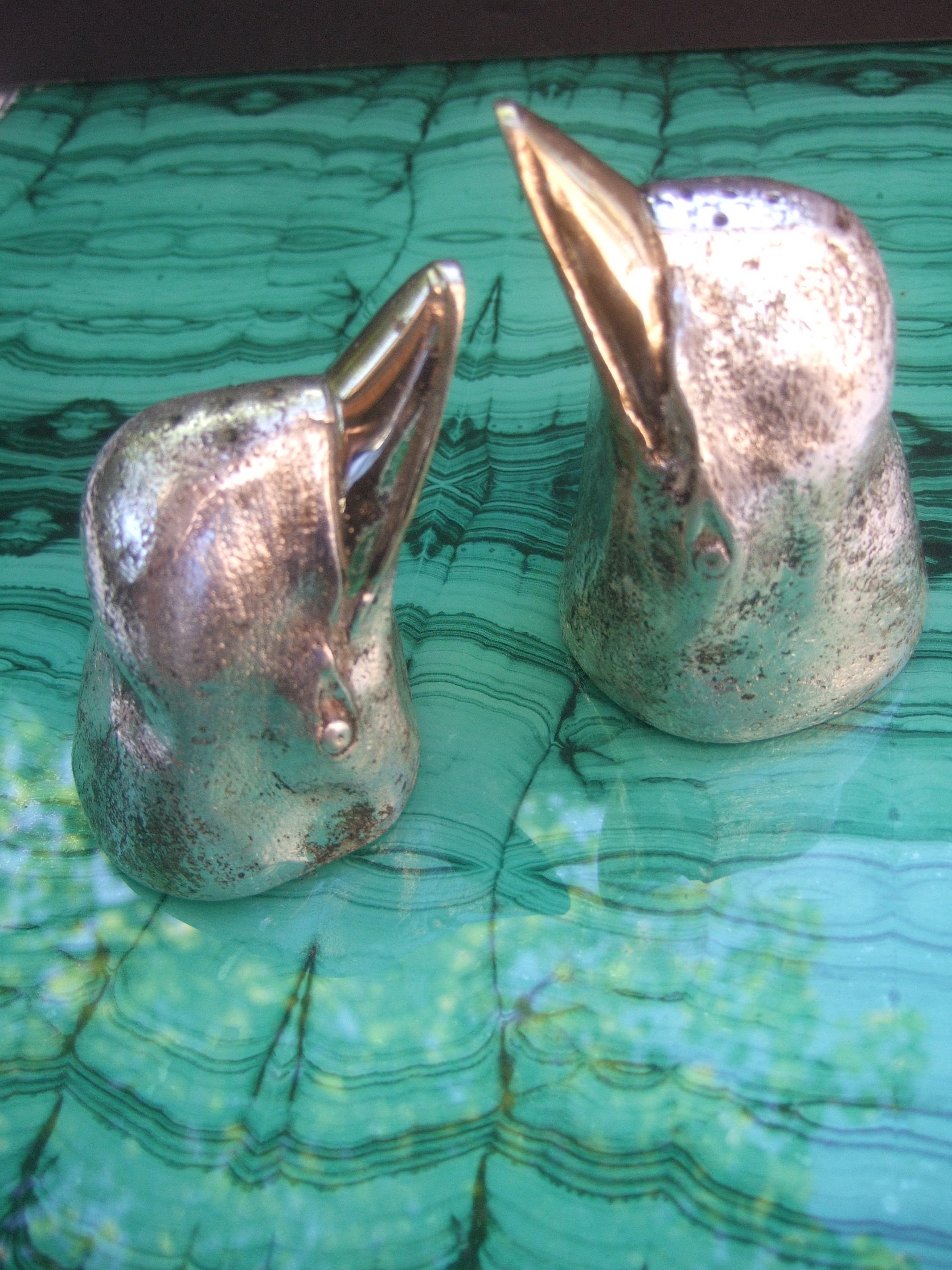 Gucci Italy Silver & Gilt Metal Penguin Salt & Pepper Shakers c 1970s 2