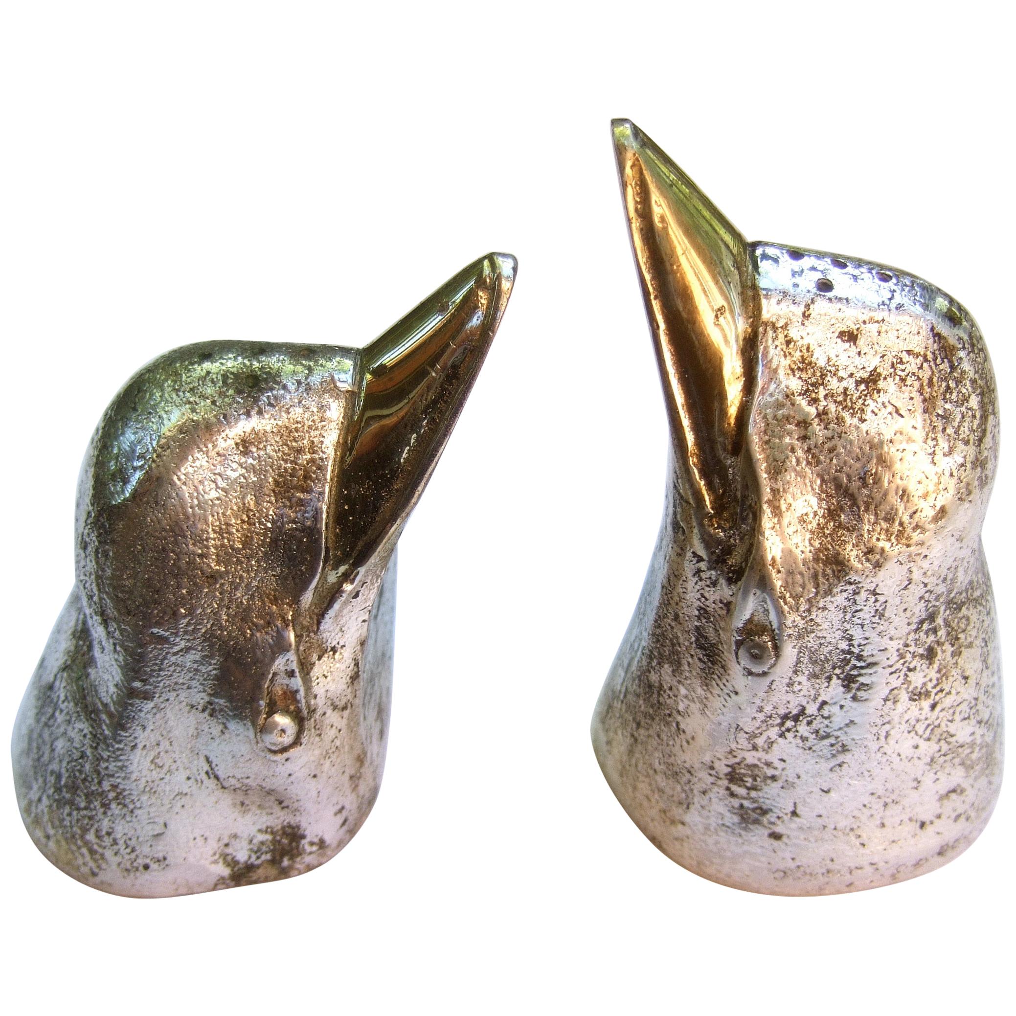 Gucci Italy Silver & Gilt Metal Penguin Salt & Pepper Shakers c 1970s