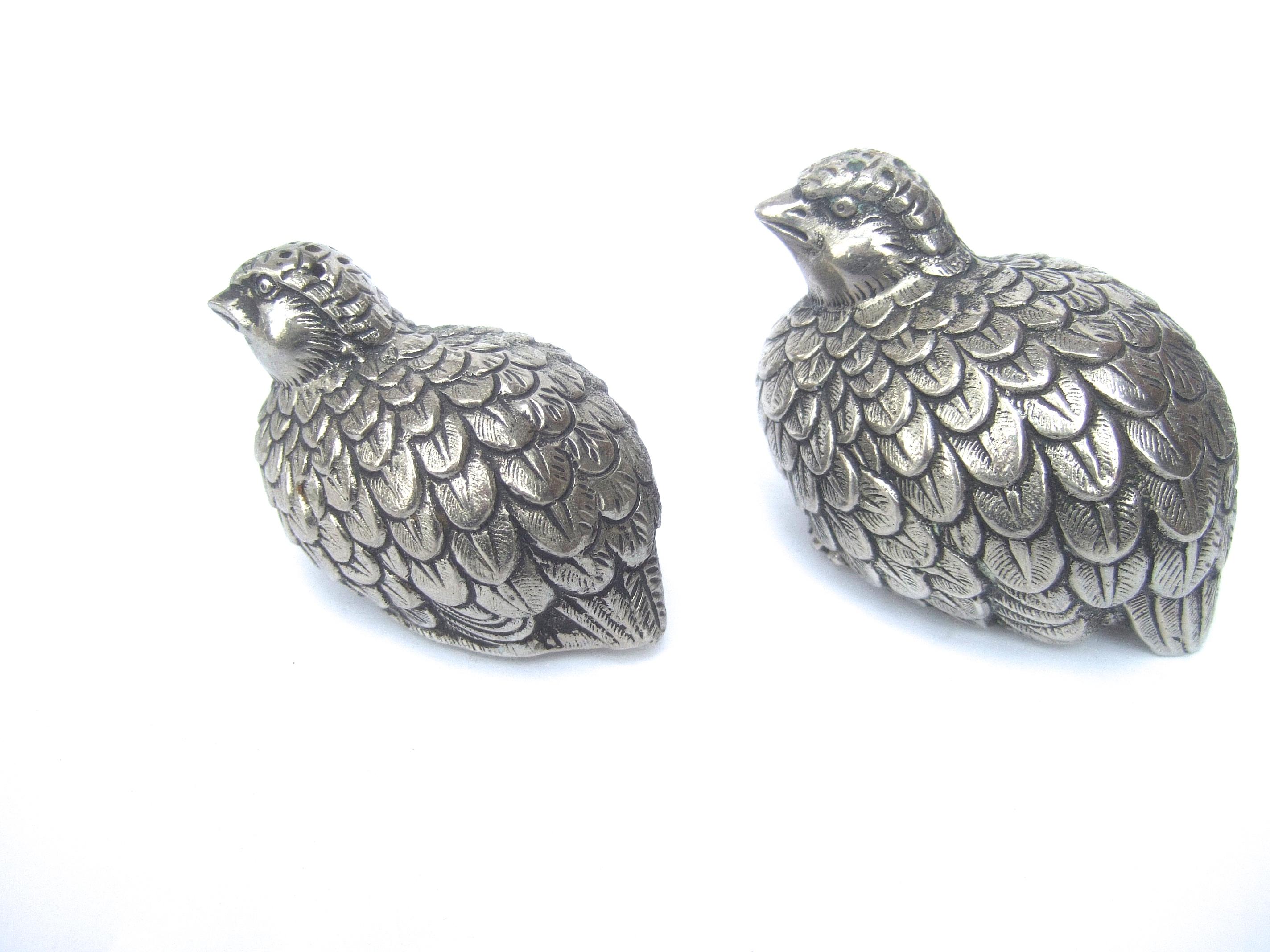 Gucci Italy Silver Metal Quail Salt & Pepper Shakers circa 1970s  In Good Condition In University City, MO