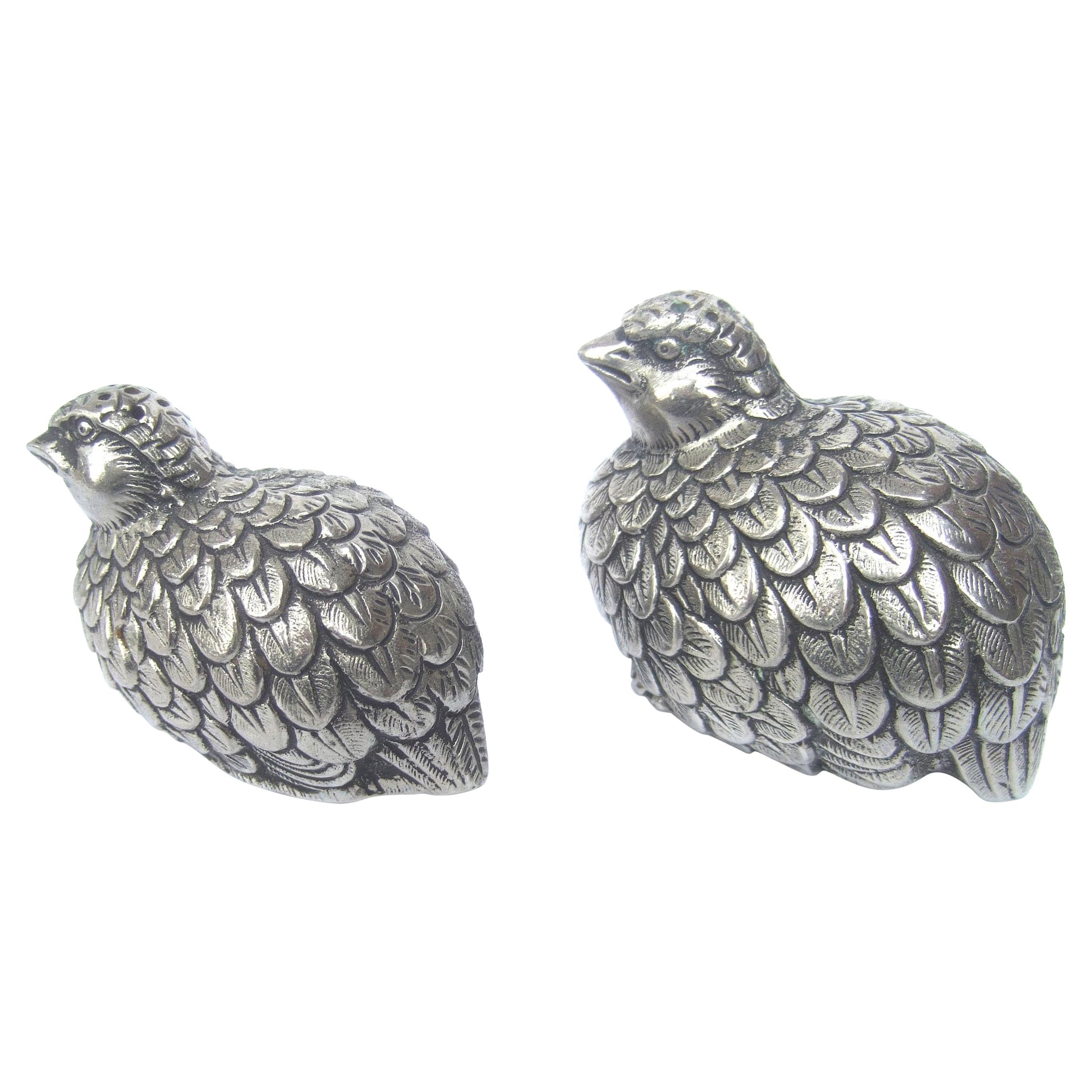 Gucci Italy Silver Metal Quail Salt 
Pepper Shakers circa 1970s