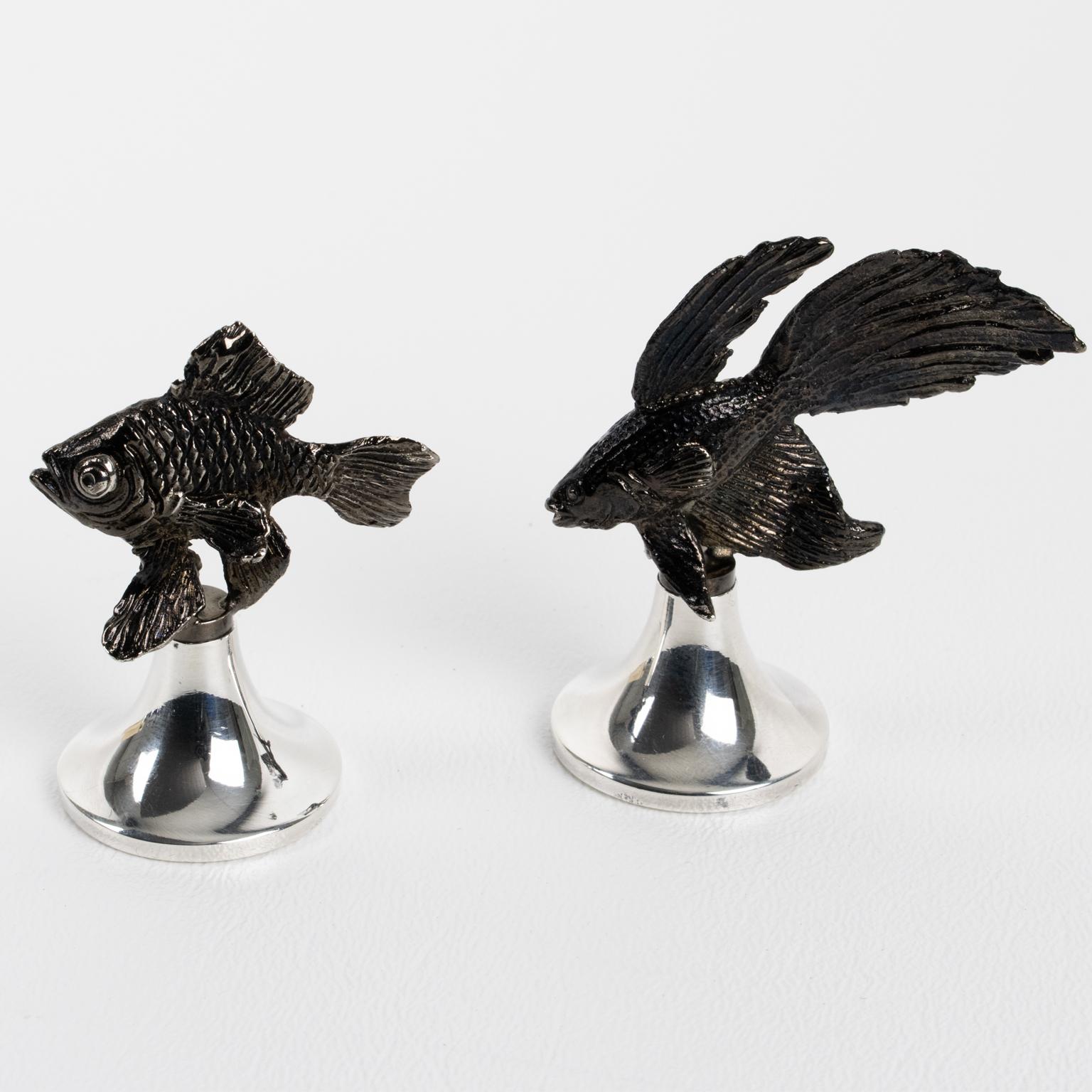 Portavasos Pez de metal negro y chapa de plata de Gucci Italia en venta 3