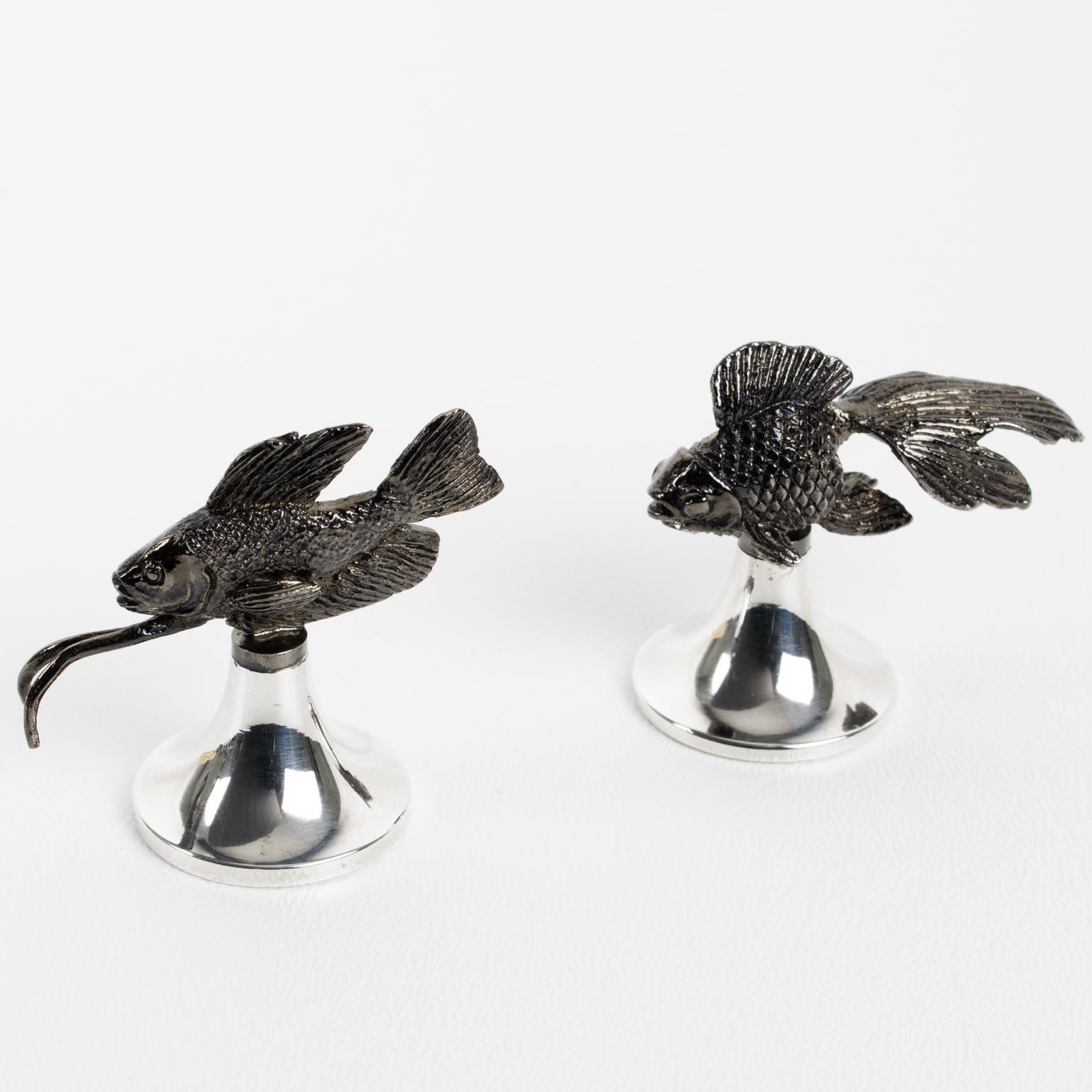 Portavasos Pez de metal negro y chapa de plata de Gucci Italia en venta 4