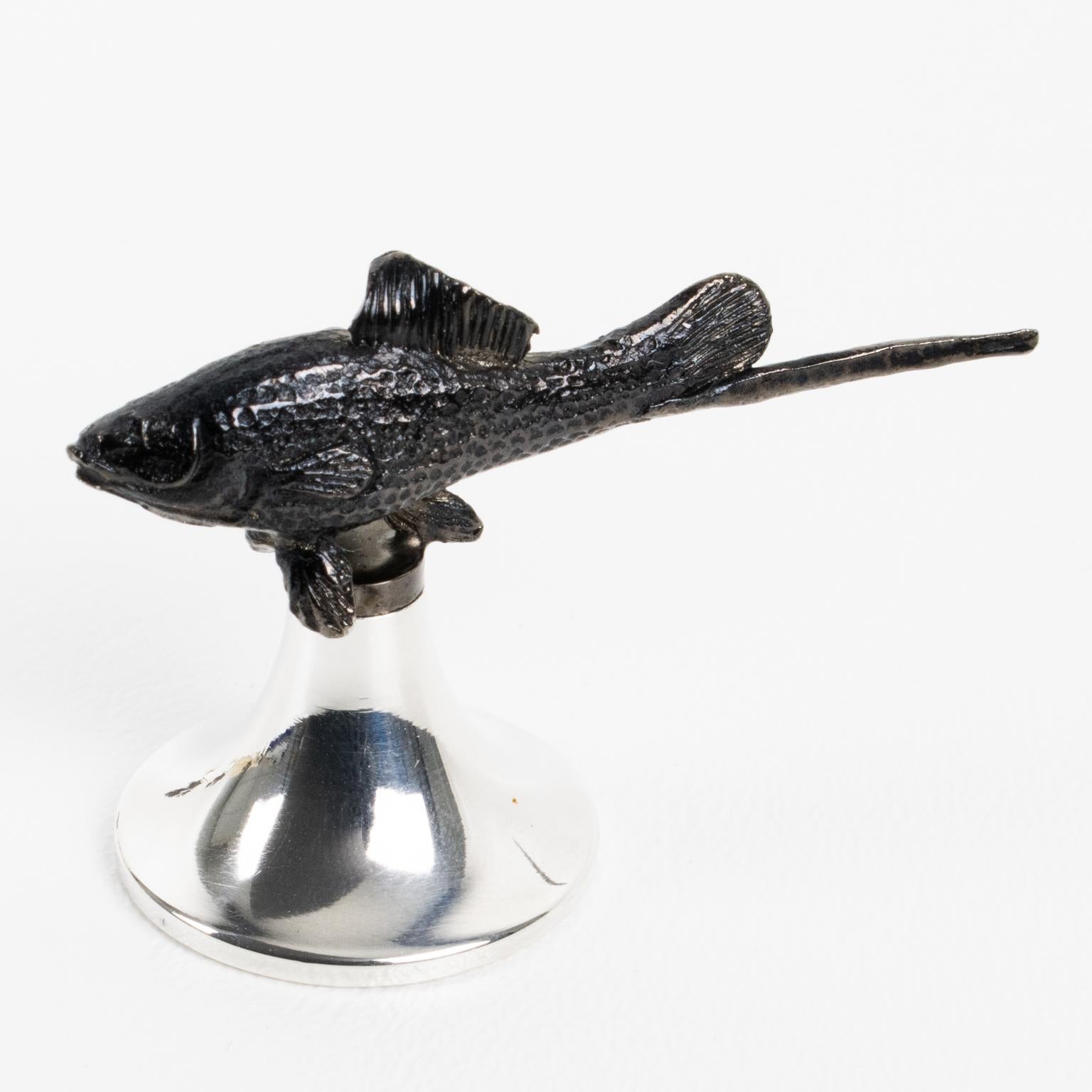 Portavasos Pez de metal negro y chapa de plata de Gucci Italia en venta 6
