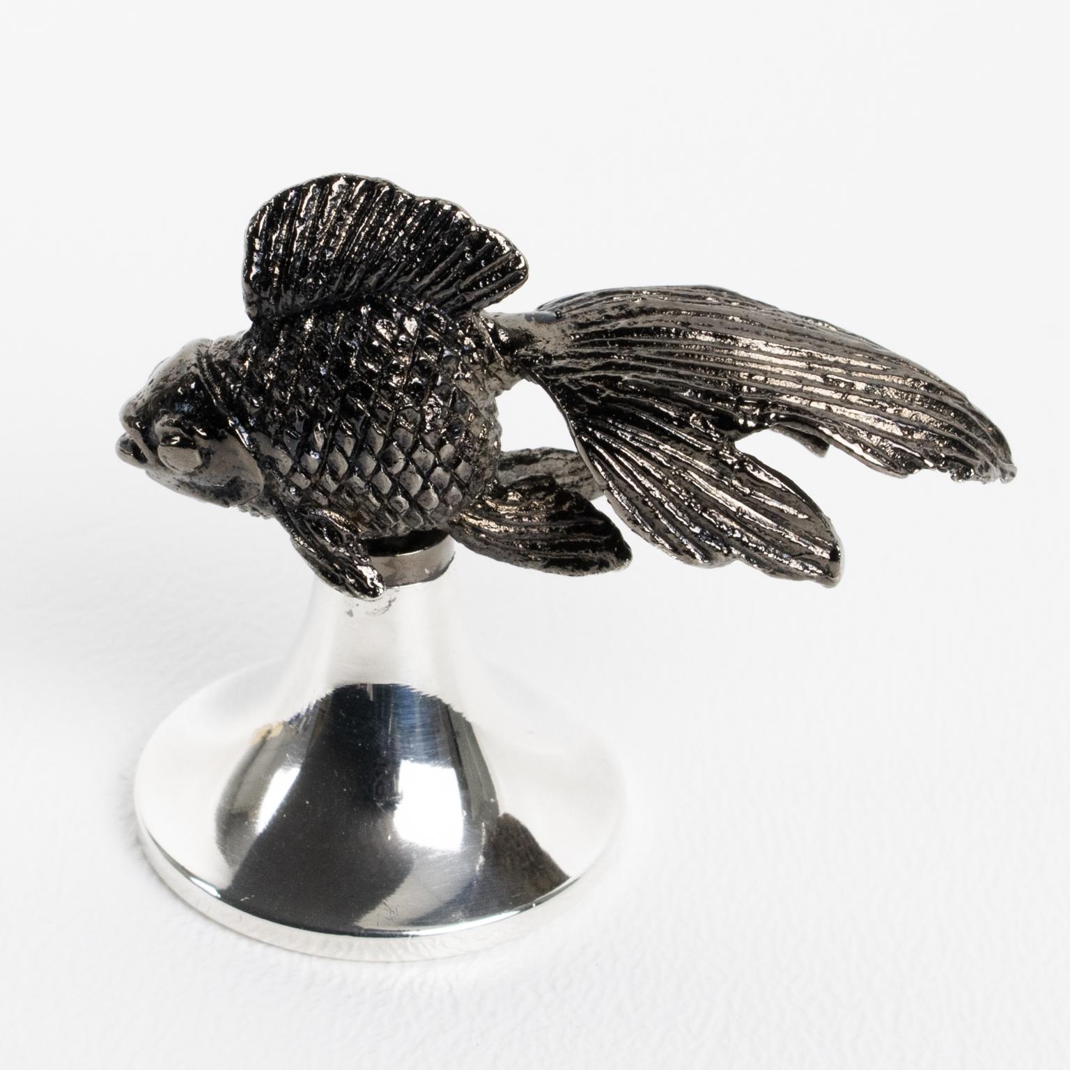 Portavasos Pez de metal negro y chapa de plata de Gucci Italia en venta 10