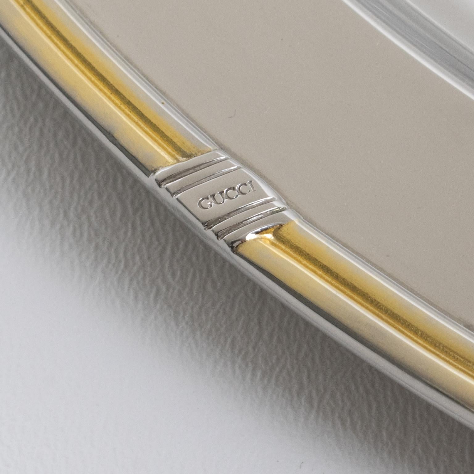 Gucci Italien versilbert und vergoldet Dekor Barware Serviertablett (Ende des 20. Jahrhunderts) im Angebot