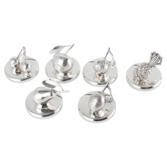 Plato de plata de Gucci Italia Figurita de frutas Portavasos, seis piezas en caja
