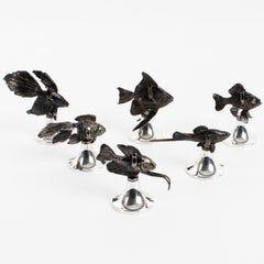 Gucci Italy Silver Plate Place Card Holders with Fish Motif, circa 1960