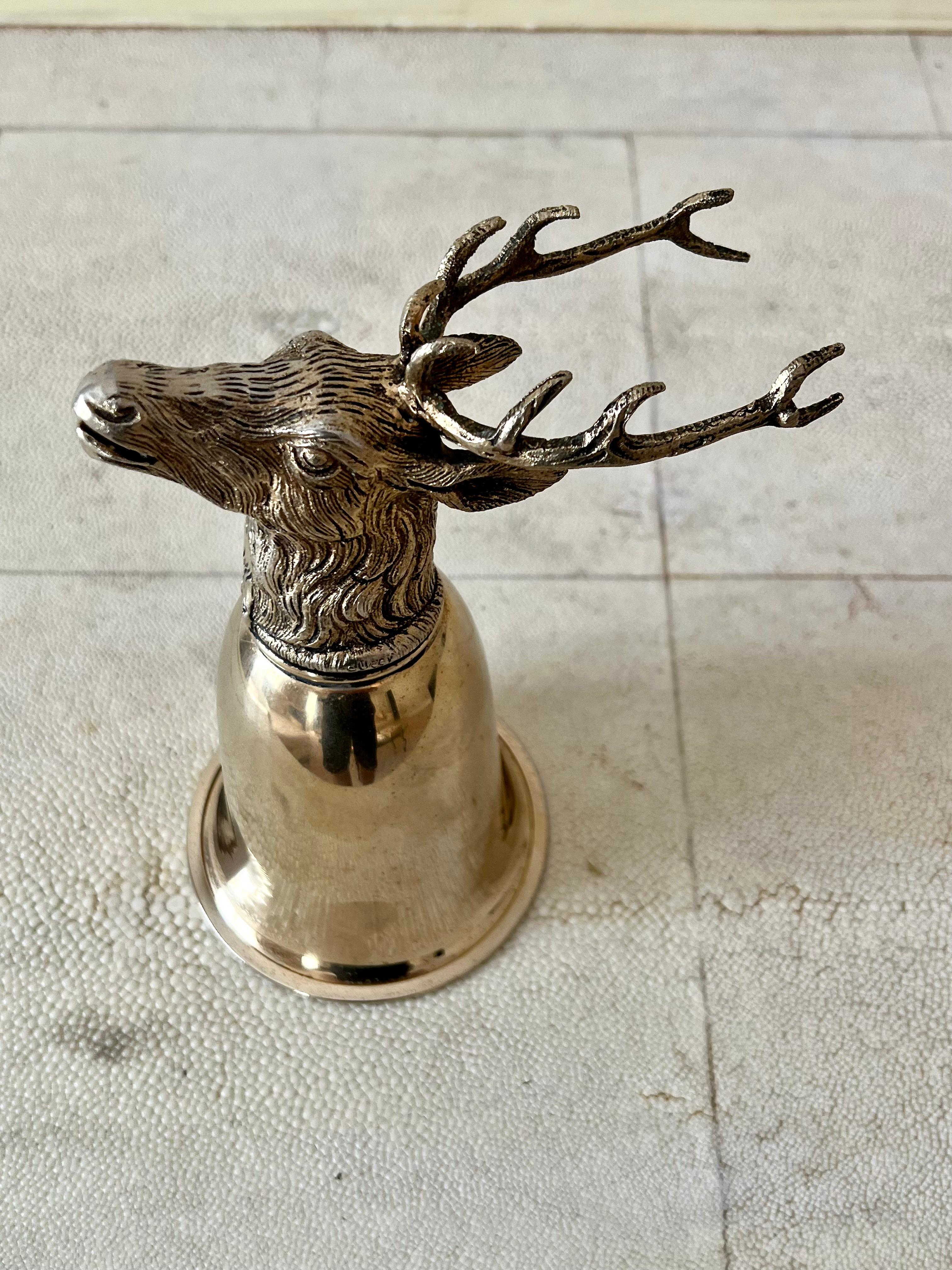 Gucci Italy Silver Plate Stirrup Cup with Elk Head For Sale 2