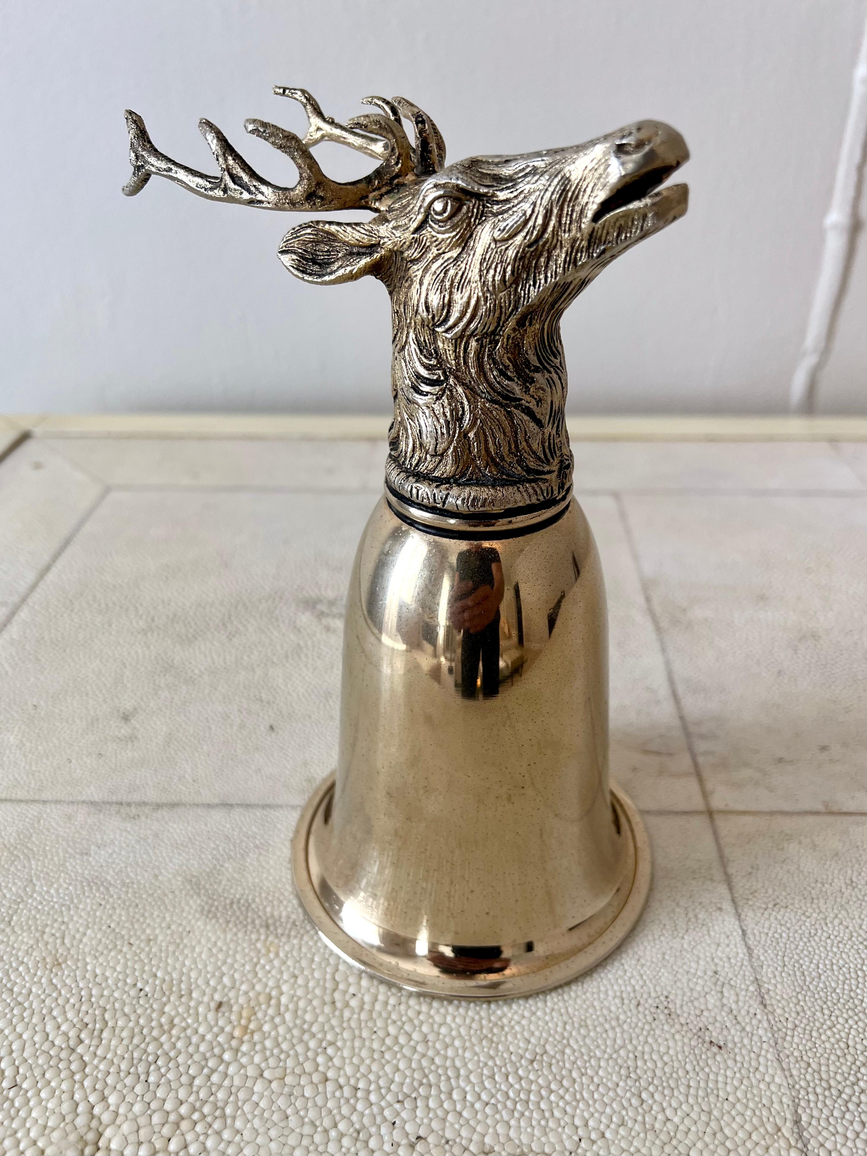 20th Century Gucci Italy Silver Plate Stirrup Cup with Elk Head For Sale
