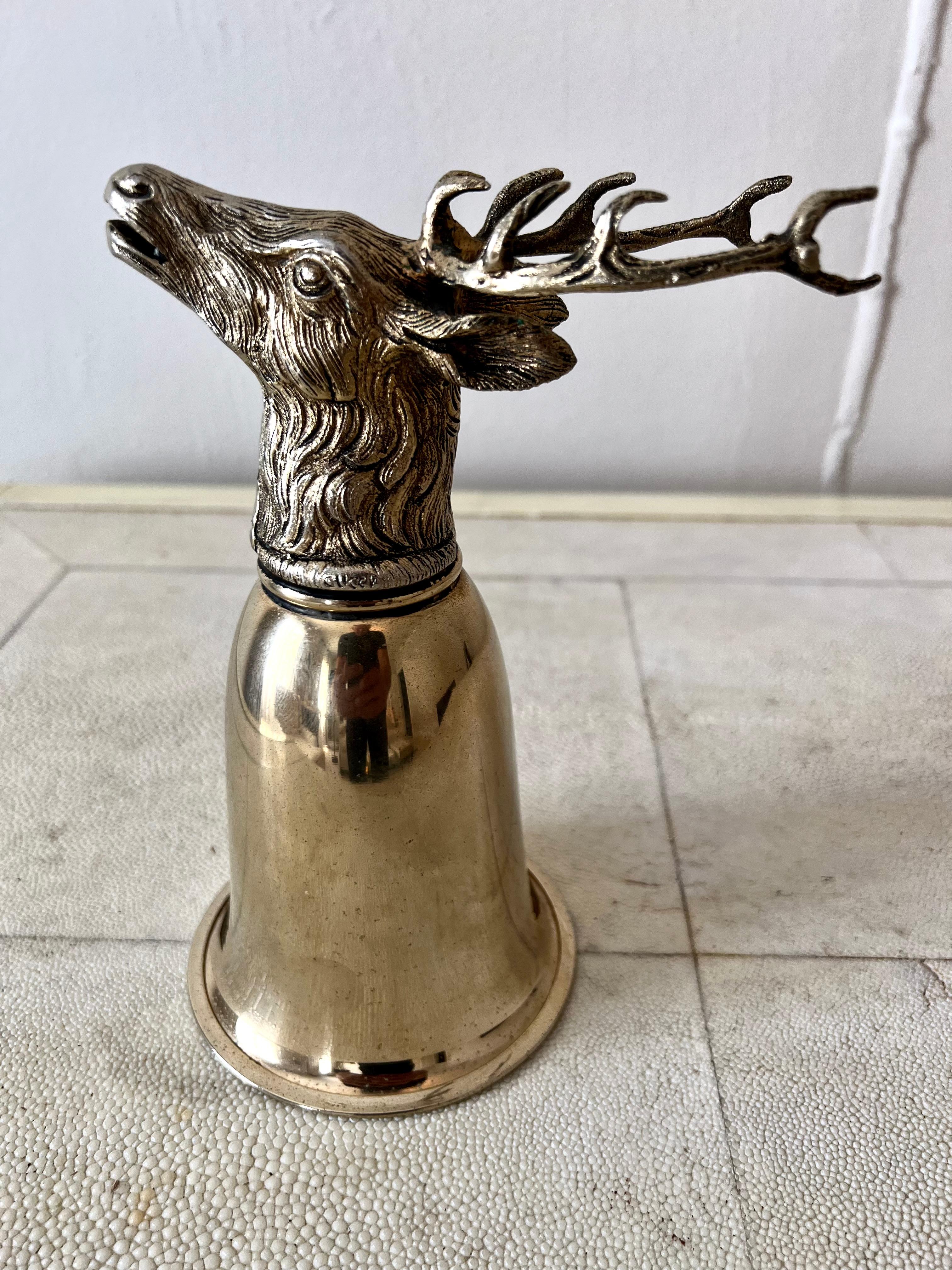 Gucci Italy Silver Plate Stirrup Cup with Elk Head For Sale 1