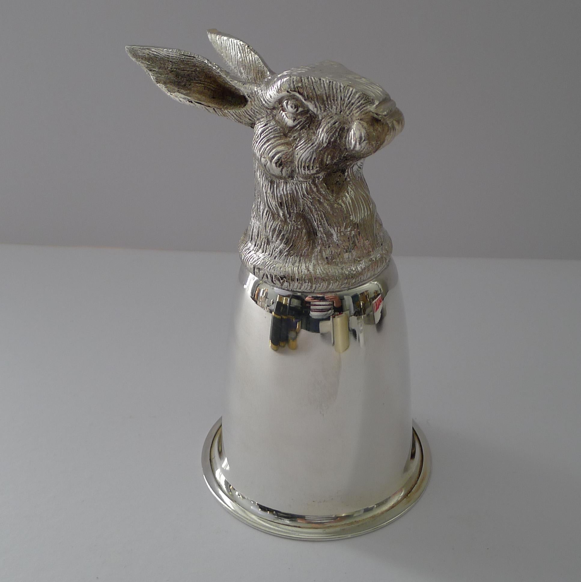 Mid-Century Modern Gucci, Italy - Silver Plated Stirrup Cup - Hare c.1970 For Sale