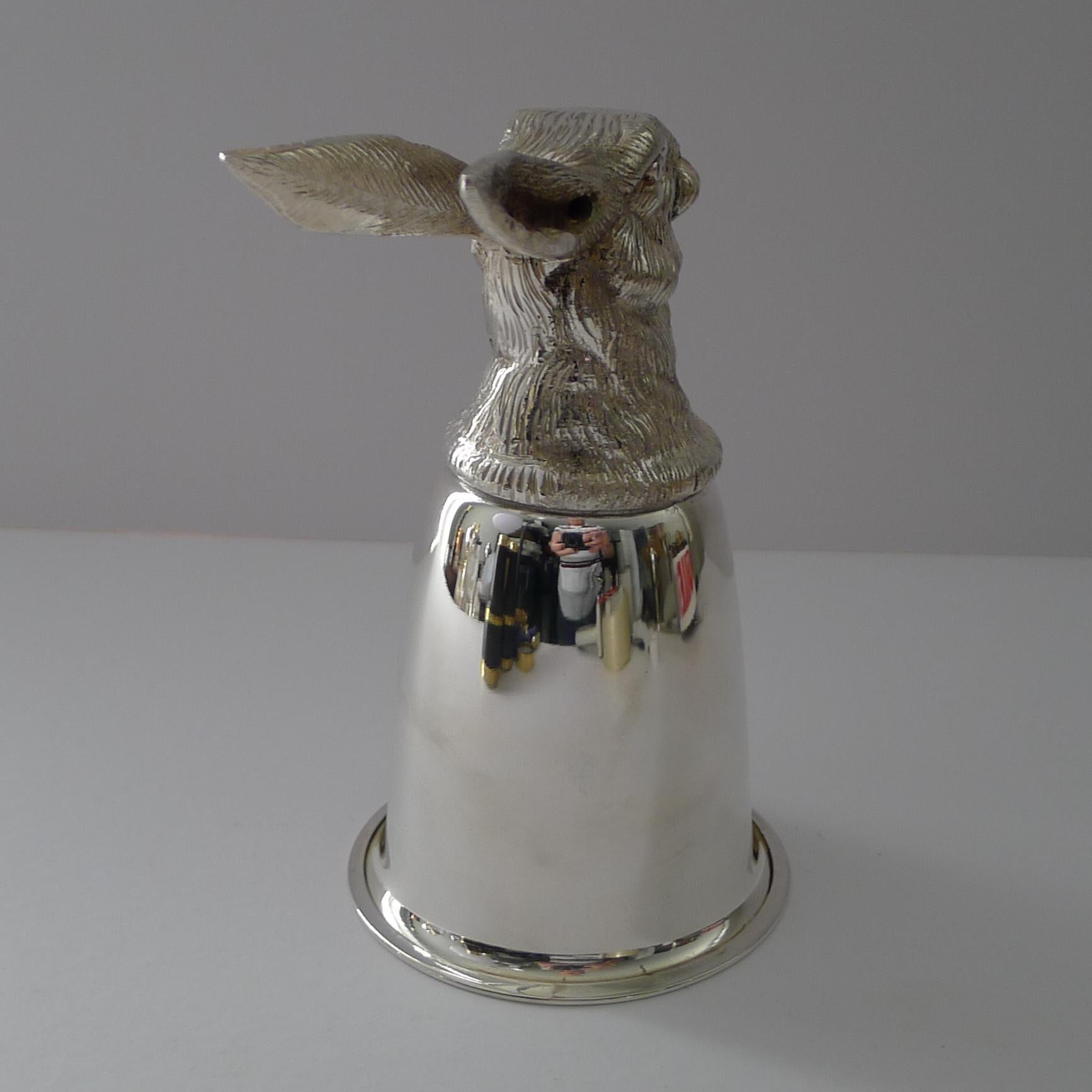 Italian Gucci, Italy - Silver Plated Stirrup Cup - Hare c.1970 For Sale