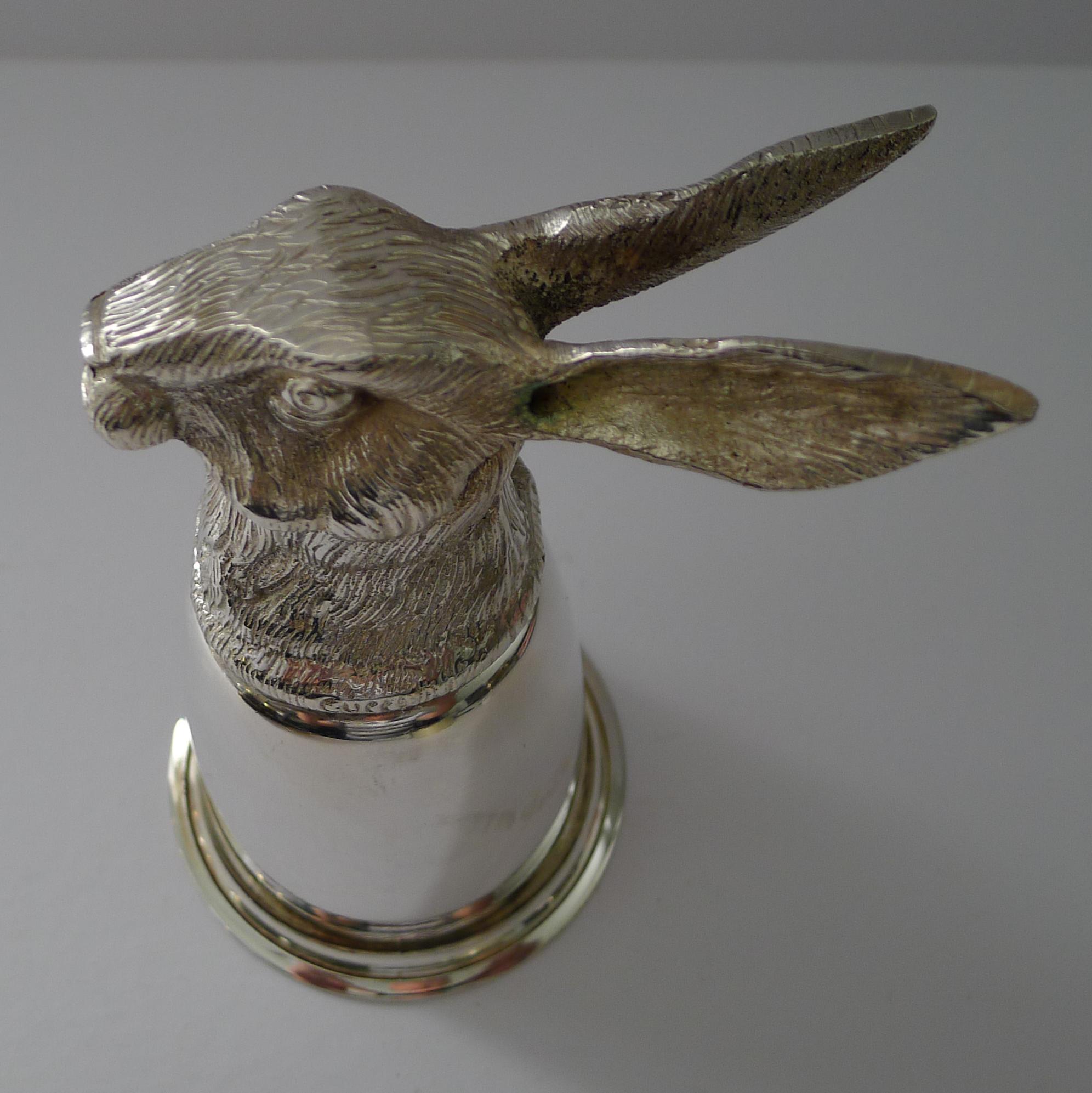 Gucci, Italy - Silver Plated Stirrup Cup - Hare c.1970 For Sale 3