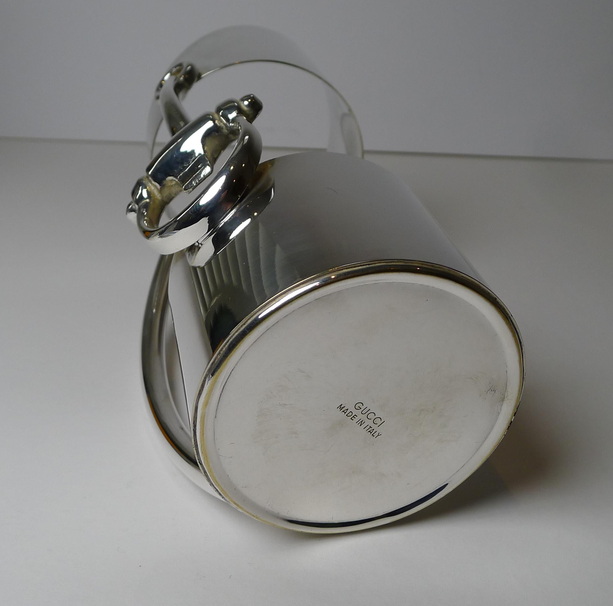 Late 20th Century Gucci, Italy, Silver Plated Wine Bottle Holder, Horsebit