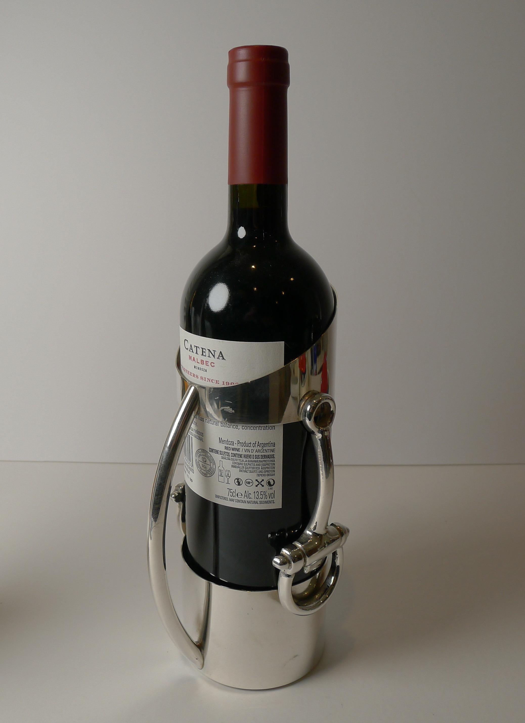 Gucci, Italy, Silver Plated Wine Bottle Holder, Horsebit 3