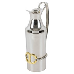 Gucci Italy Silvered and Gilt Metal Thermos Insulated Decanter with Rope
