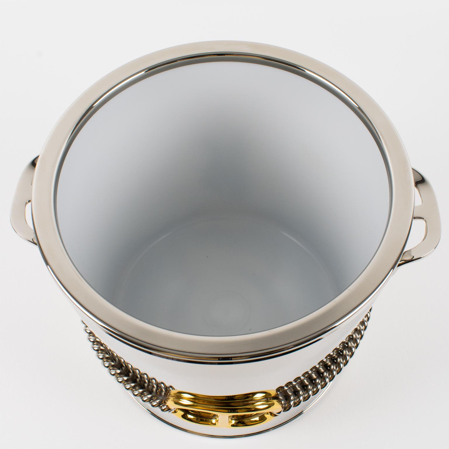 Secchiello da ghiaccio argentato e dorato Gucci, circa 1980 In condizioni ottime in vendita a Atlanta, GA