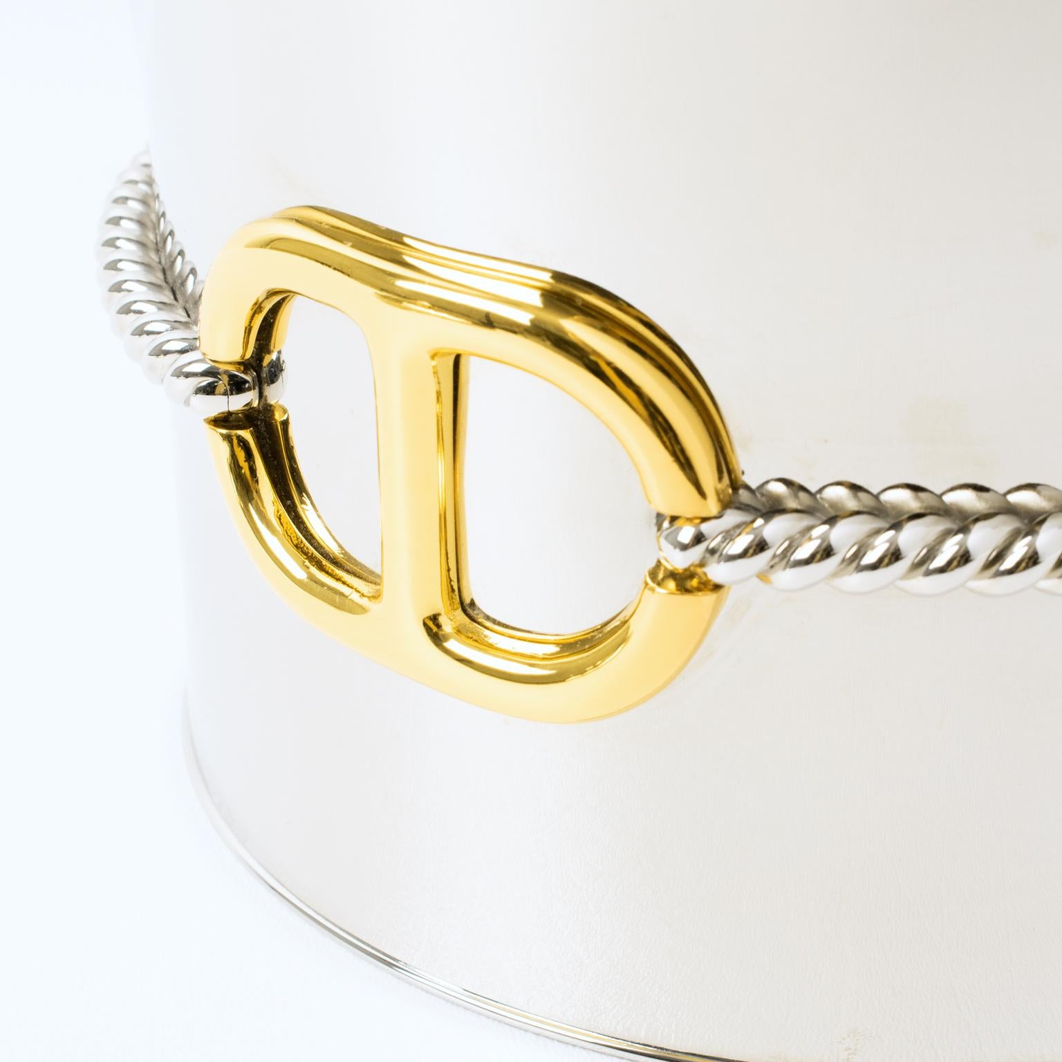 Fine XX secolo Secchiello da ghiaccio argentato e dorato Gucci, circa 1980 in vendita