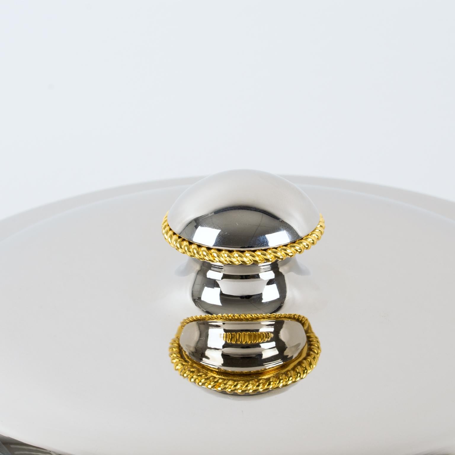 Eiskübel aus versilbertem und vergoldetem Metall von Gucci Italien im Angebot 7