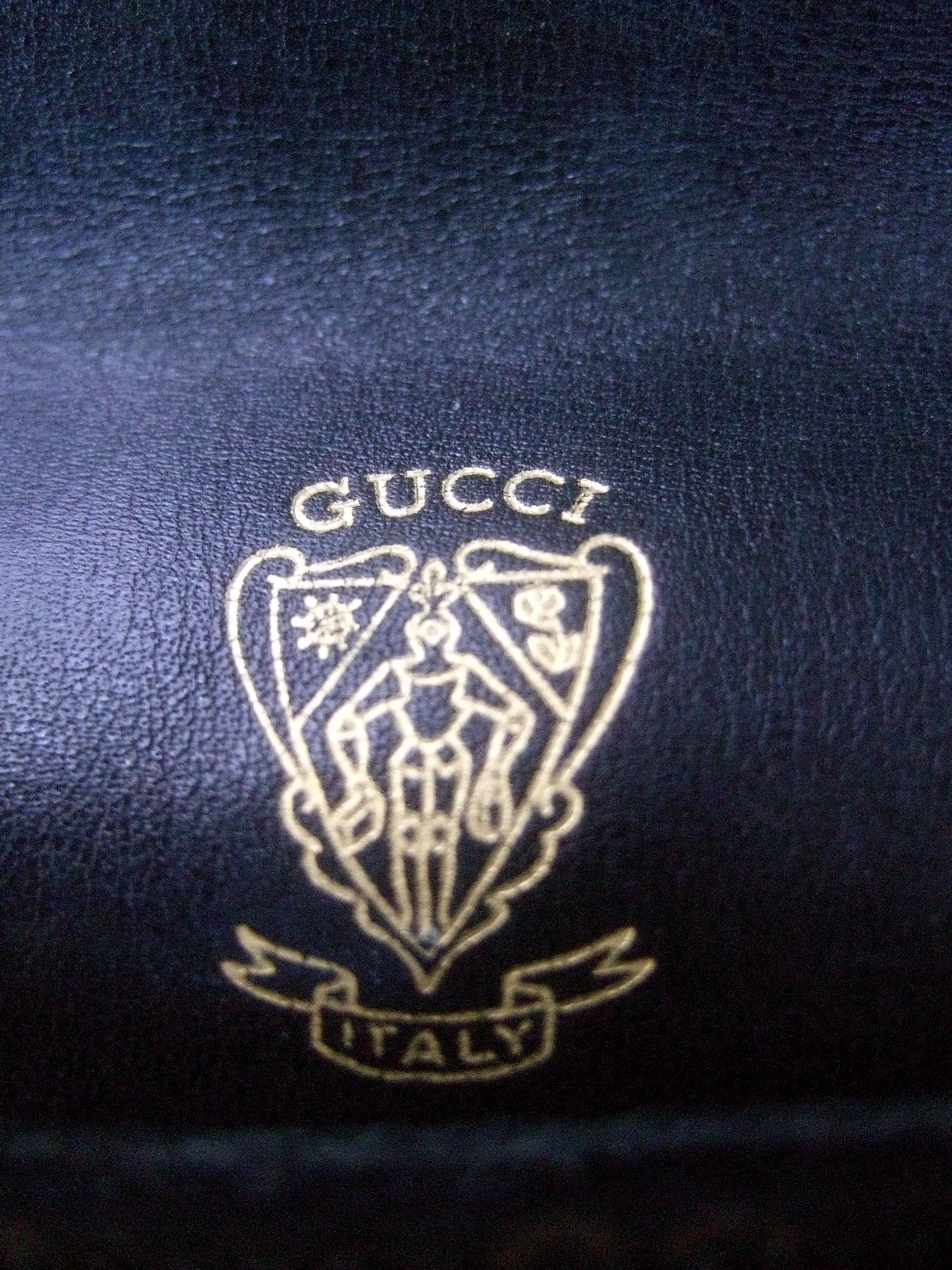 Gucci Italy Sleek Black & Brown Suede Blondie Clutch c 1970s 13