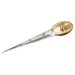 Gucci Italy Sleek Silver & Gilt Metal Letter Opener c 1970s