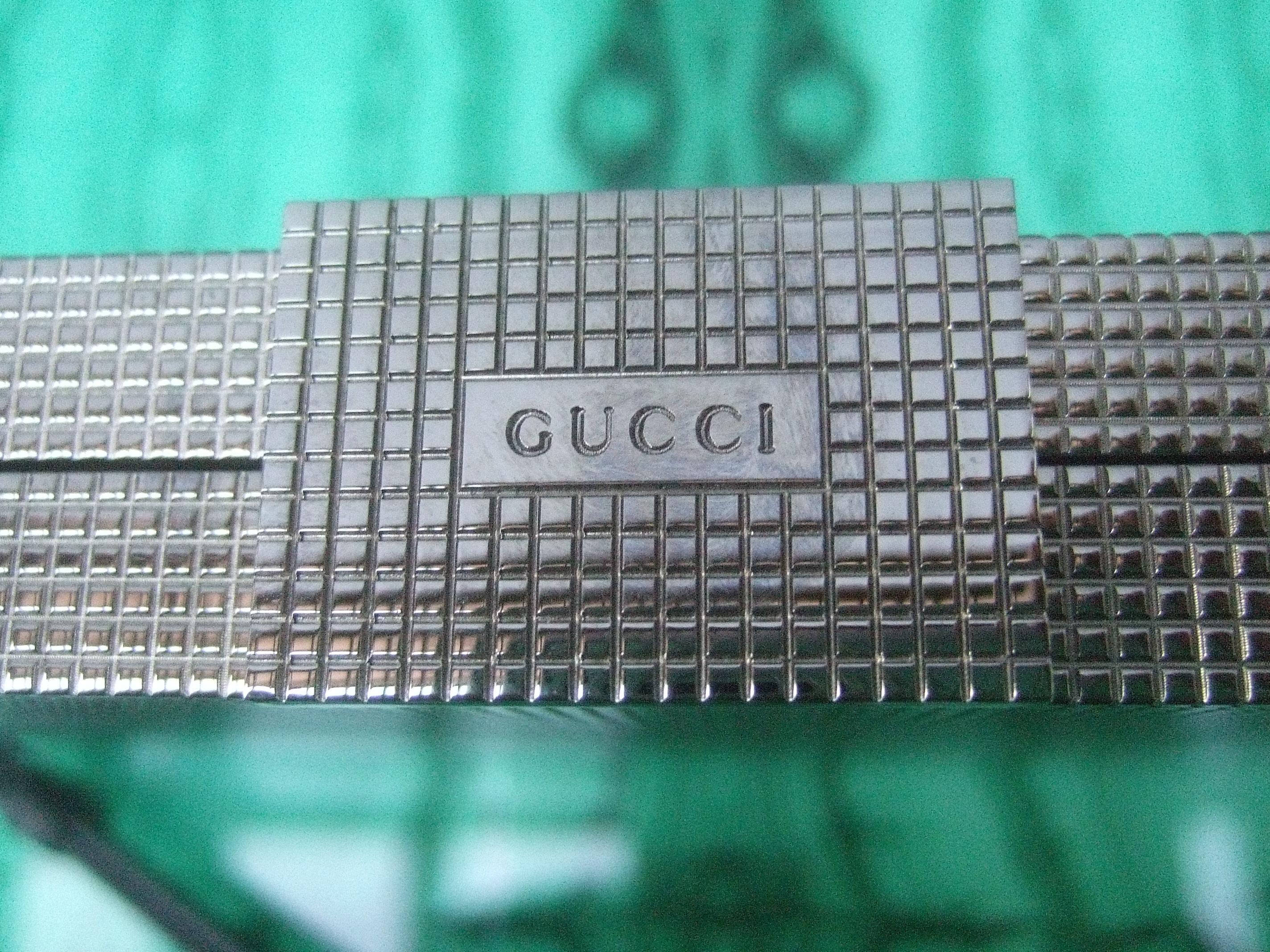 Gucci Italy Sleek Silver Metal Minaudière Wristlet Clutch Tom Ford Era c 1990s 9