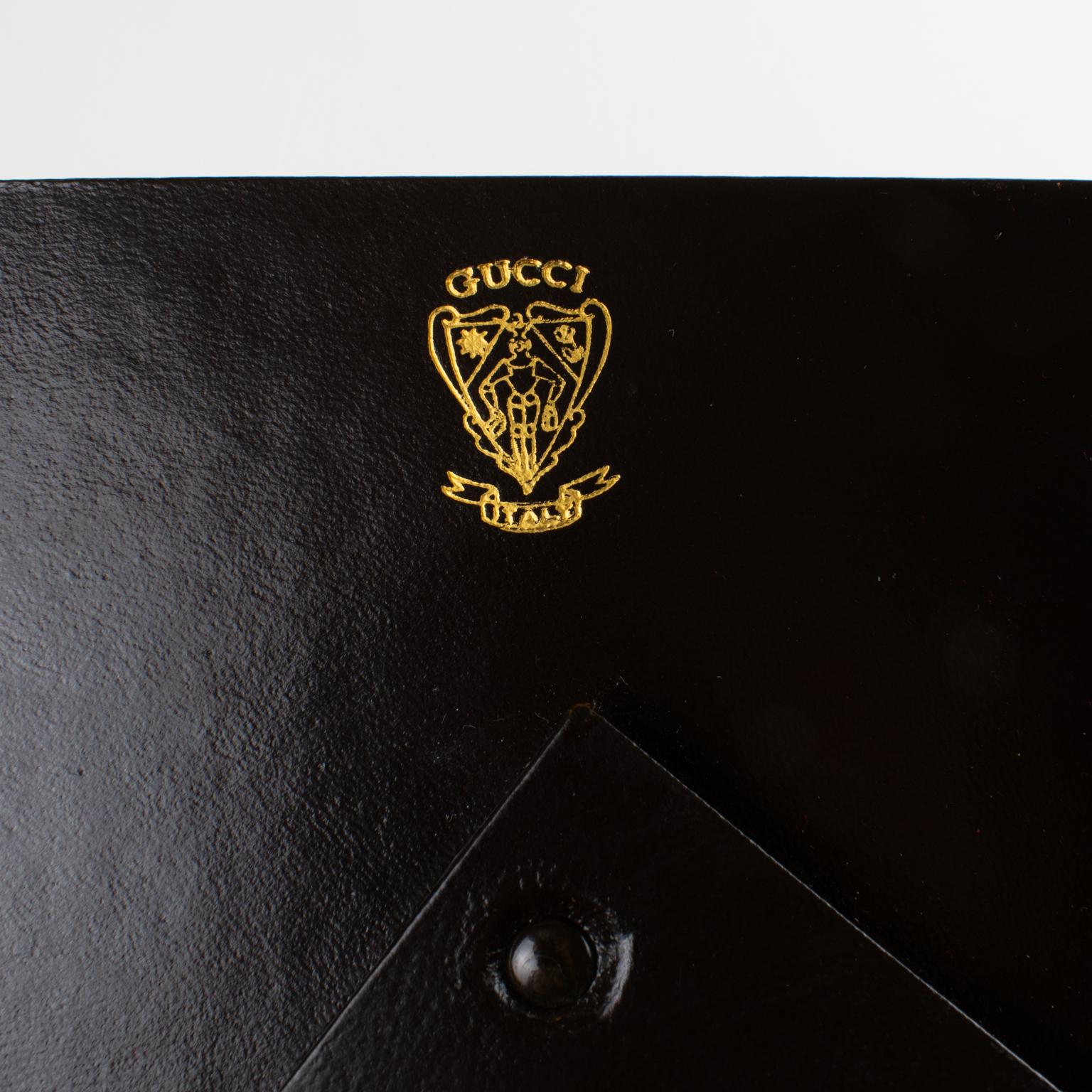 Late 20th Century Gucci Italy Spice Brown Leather and Crocodile Skin Picture Frame, circa 1980 For Sale