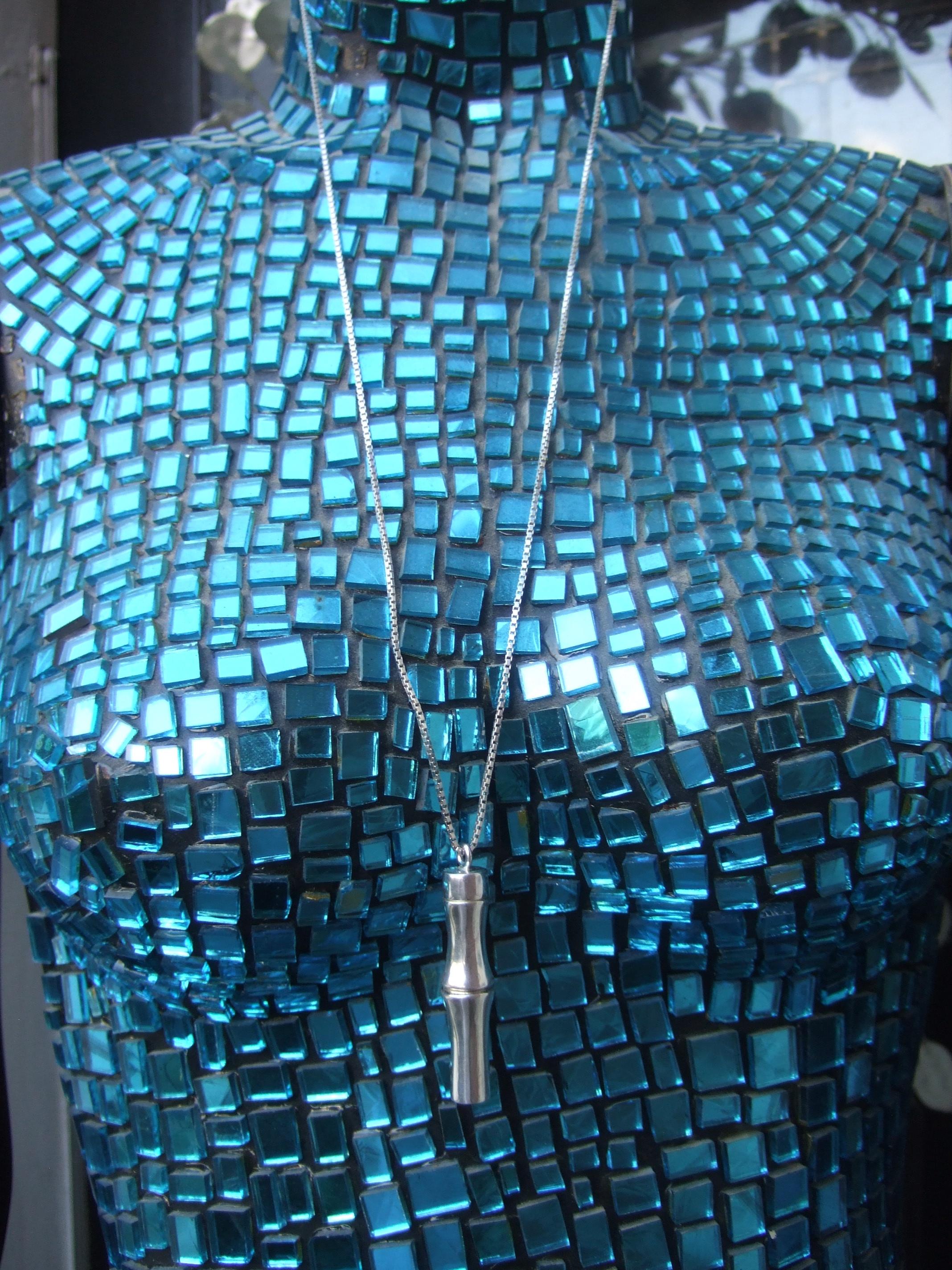 A.I.C. Italia Argento Sterling Collana con ciondolo stile bambù 21° C. in vendita 7