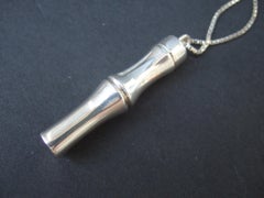 GUCCI Italy Sterling Silver Sleek Bamboo Style Pendant Necklace 21st C