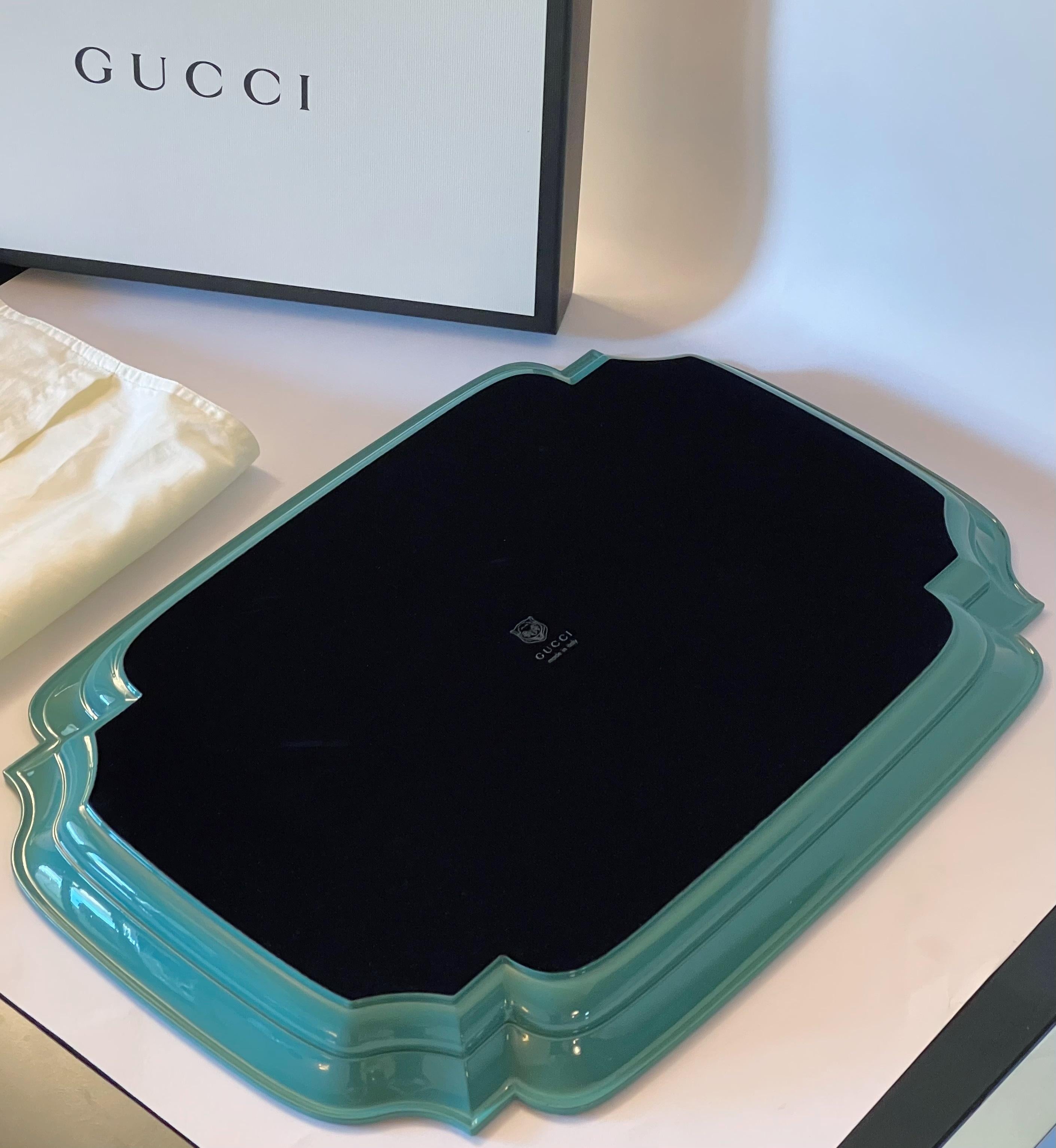 Gucci Ivory and Aquamarine Tiger Tray 1