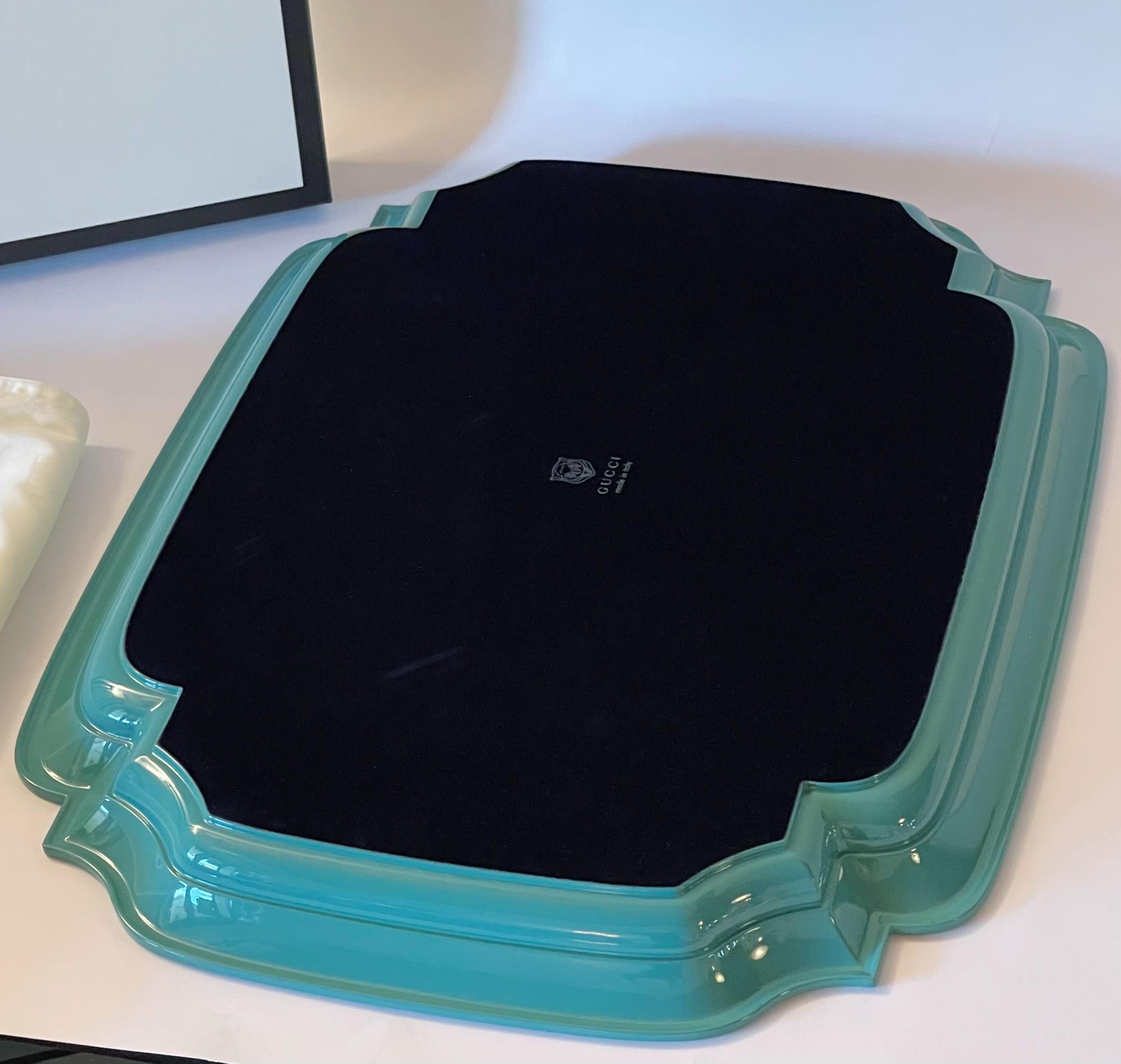 Gucci Ivory and Aquamarine Tiger Tray 3