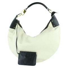 Vintage Gucci Ivory Bicolor with Pouch 6gz0116 White Canvas Hobo Bag