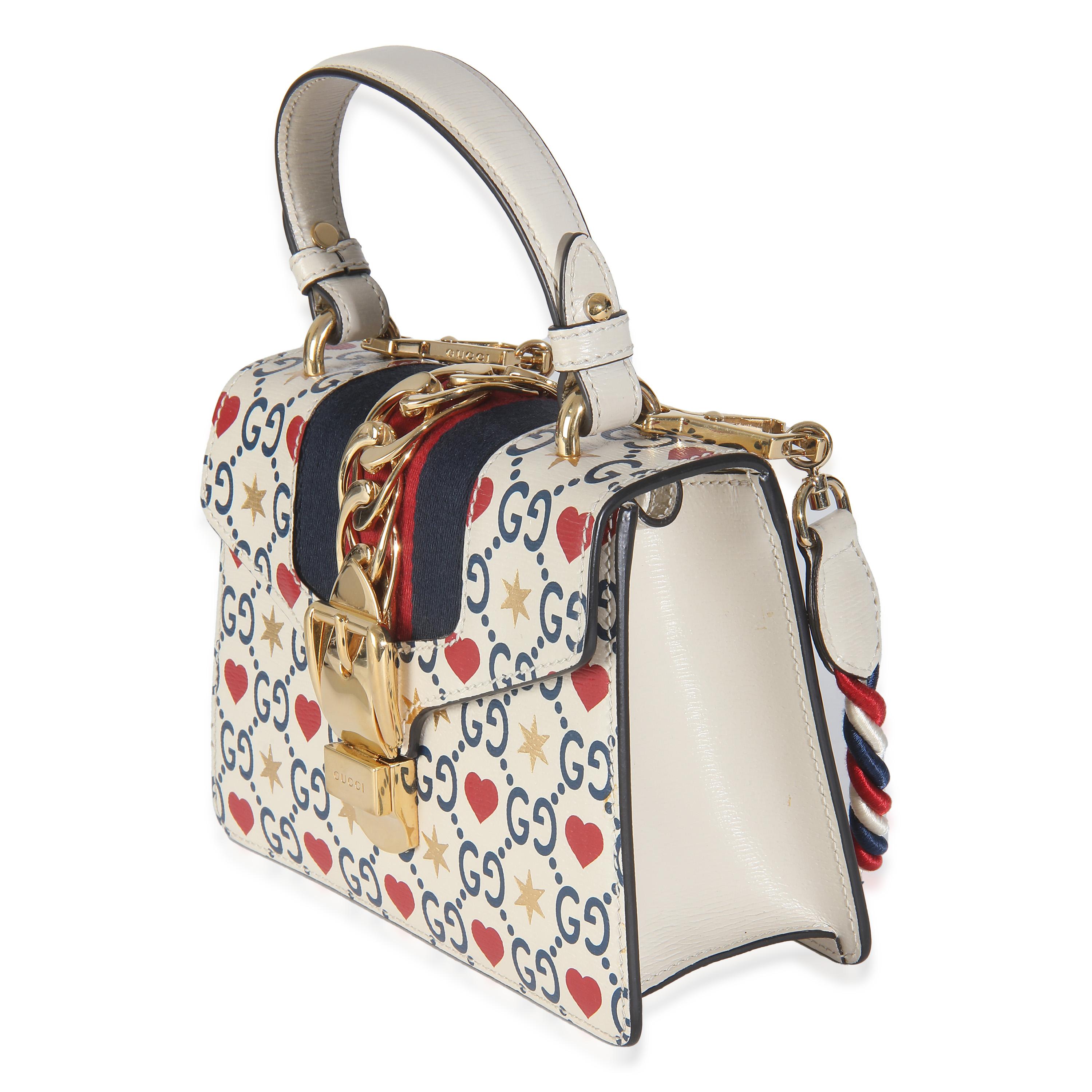 Women's or Men's Gucci Ivory Calfskin Valentine's Day Mini Sylvie Top Handle For Sale