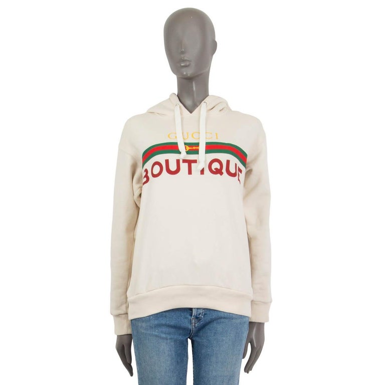 Cotton Hoodie Oversize Sweatshirt With Gucci Logo GUCCI Ivory