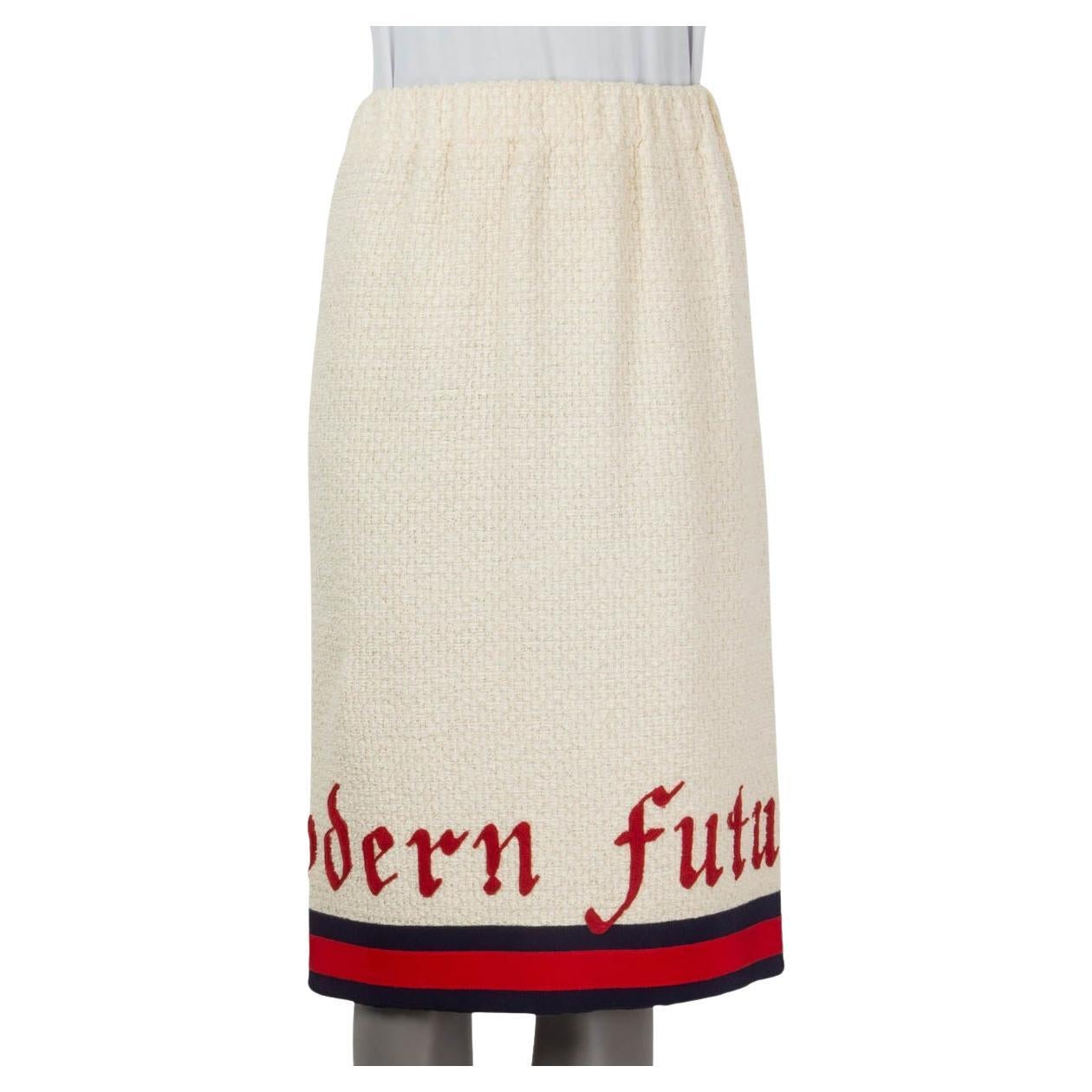 GUCCI ivory cotton blend 2017 MODERN FUTURE BOUCLE Skirt 40 S For Sale