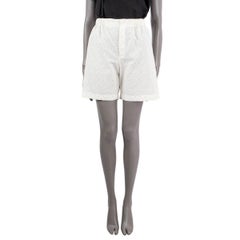 GUCCI ivory cotton GG SUPREME EMBROIDERED BERMUDA Shorts Pants 38 XS