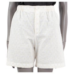 GUCCI ivory cotton GG SUPREME EMBROIDERED BERMUDA Shorts Pants 38 XS