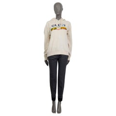 GUCCI ivory cotton SEQUIN EMBELLISHED Hoodie Sweatshirt Sweater S