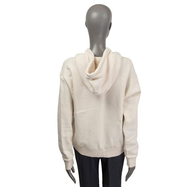 GUCCI ivory cotton SEQUIN EMBELLISHED Hoodie Sweatshirt Sweater S
