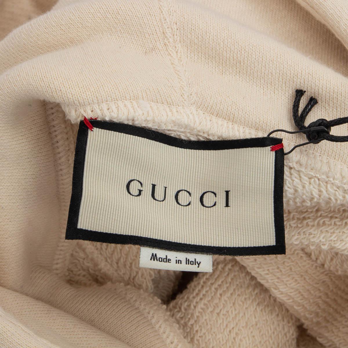 Women's GUCCI ivory cotton SEQUIN EMBELLISHED Hoodie Sweatshirt Sweater S For Sale