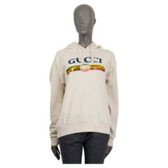 GUCCI ivory cotton SEQUIN EMBELLISHED Hoodie Sweatshirt Sweater S