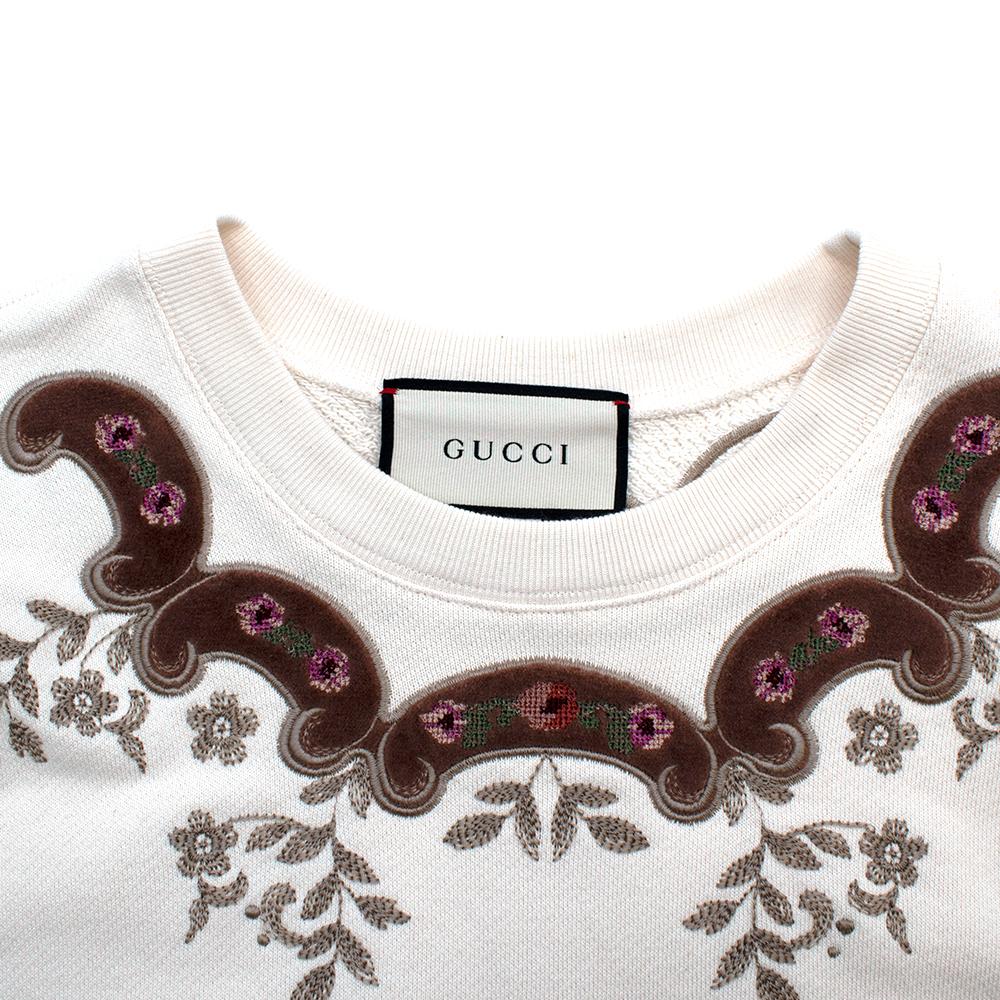 Gray Gucci Ivory Floral Embroidered Oversized Jumper - Size M For Sale