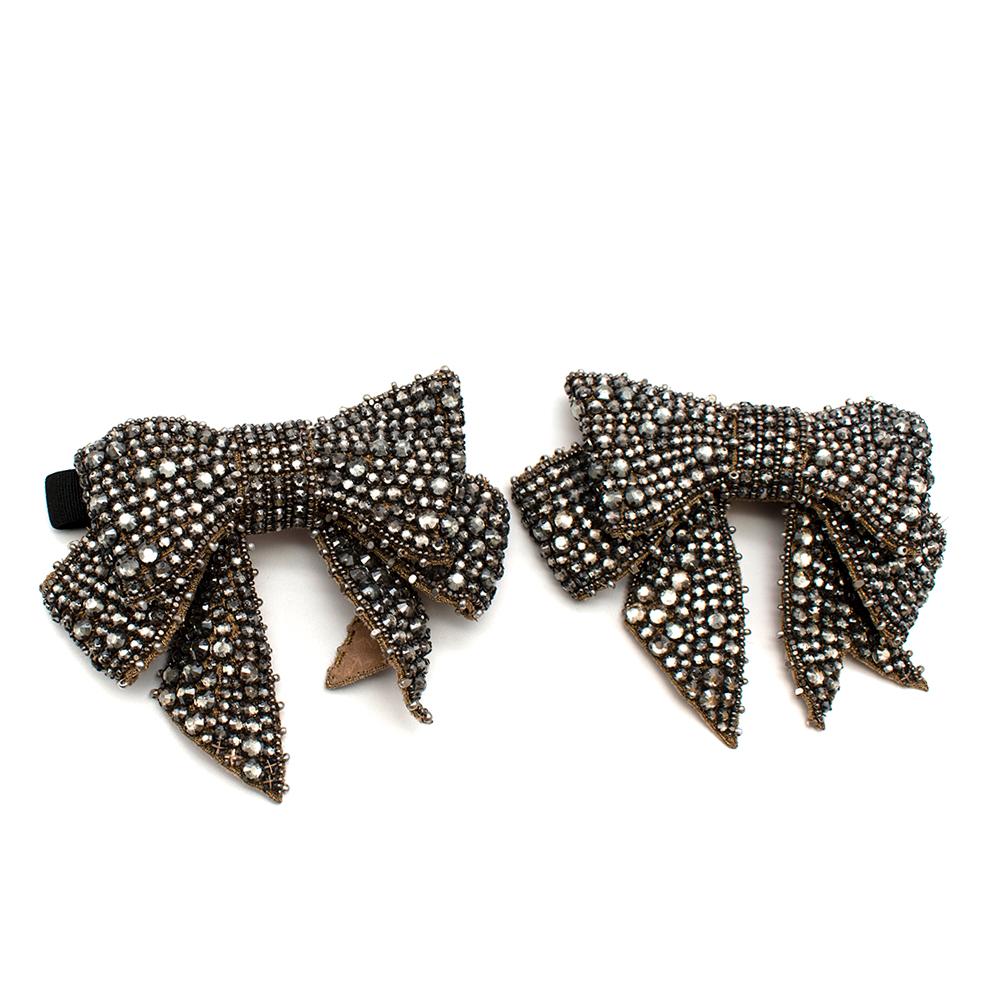 Gucci Ivory Glossed Pumps with Crystal Bow Embellishment 35.5 1