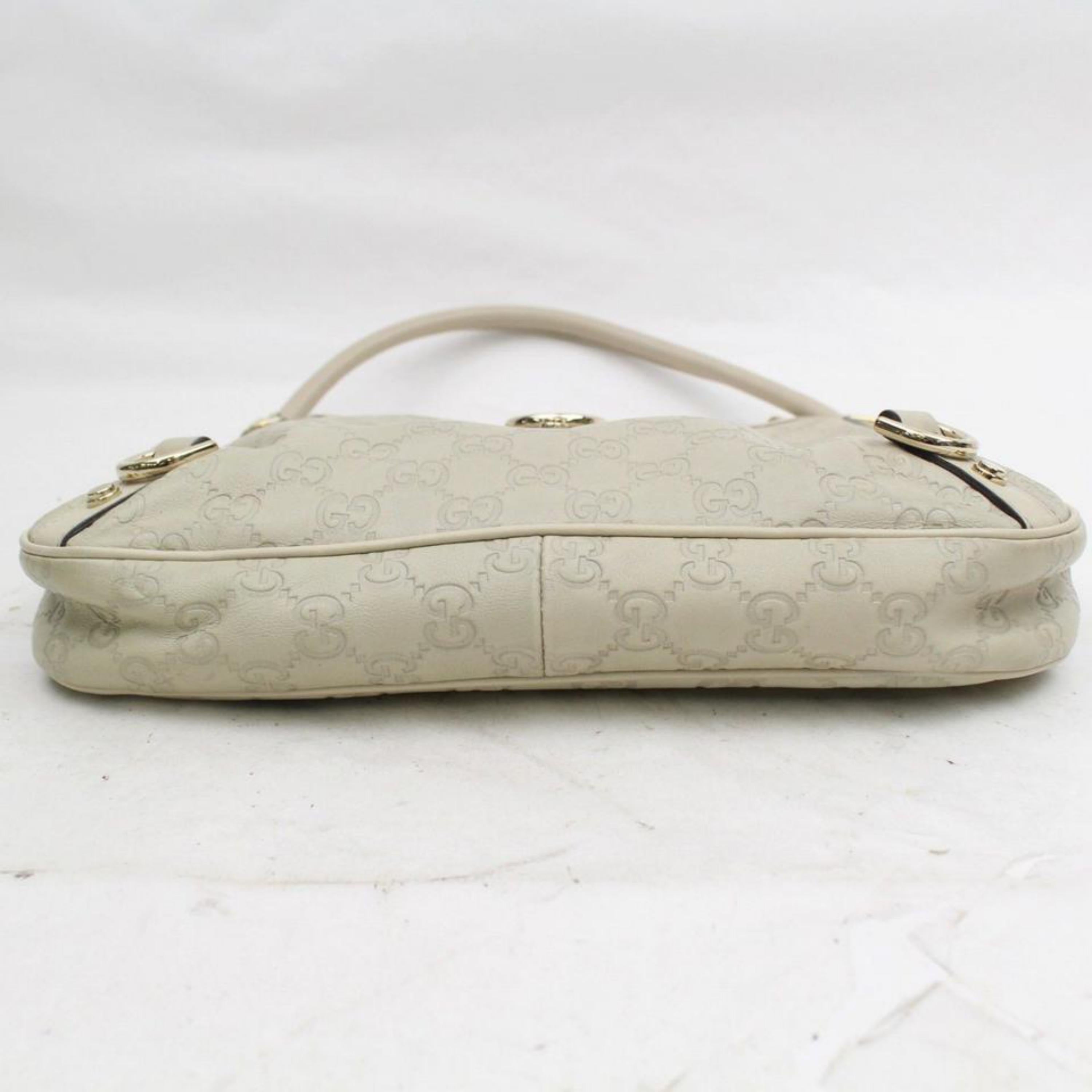Gucci Ivory Guccissima D Ring Hobo 868308 Cream Leather Shoulder Bag For Sale 6