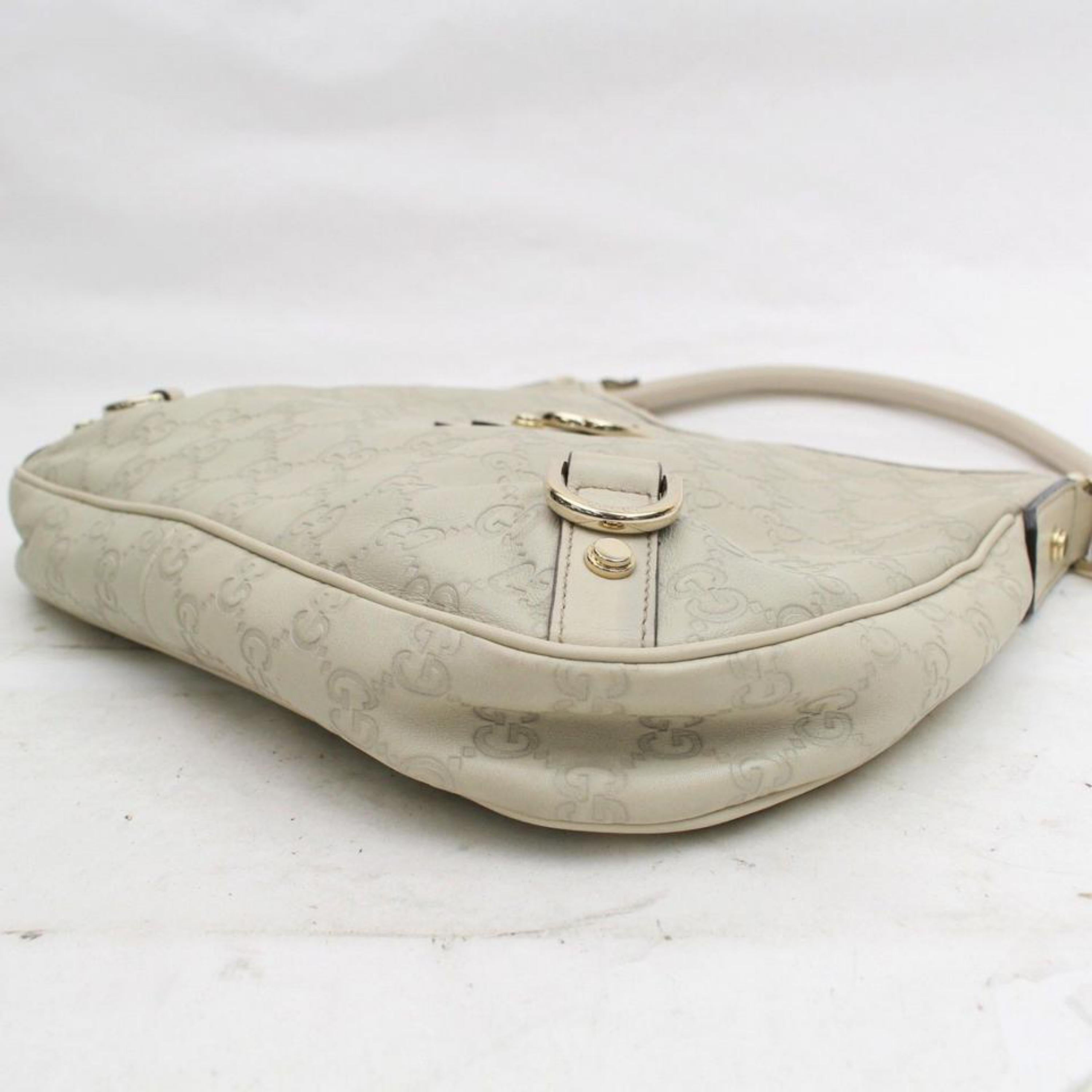 Gucci Ivory Guccissima D Ring Hobo 868308 Cream Leather Shoulder Bag For Sale 7