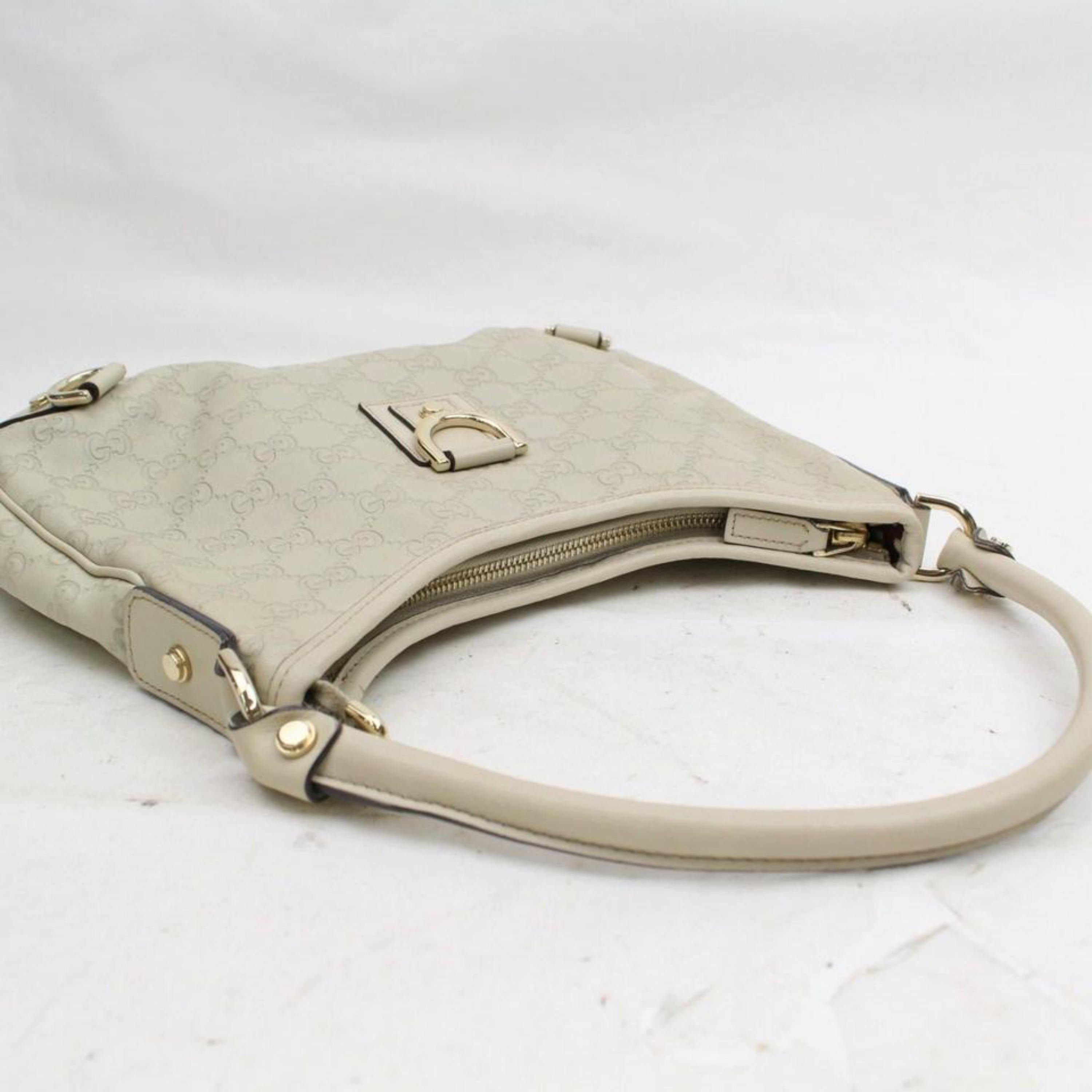 Women's Gucci Ivory Guccissima D Ring Hobo 868308 Cream Leather Shoulder Bag For Sale